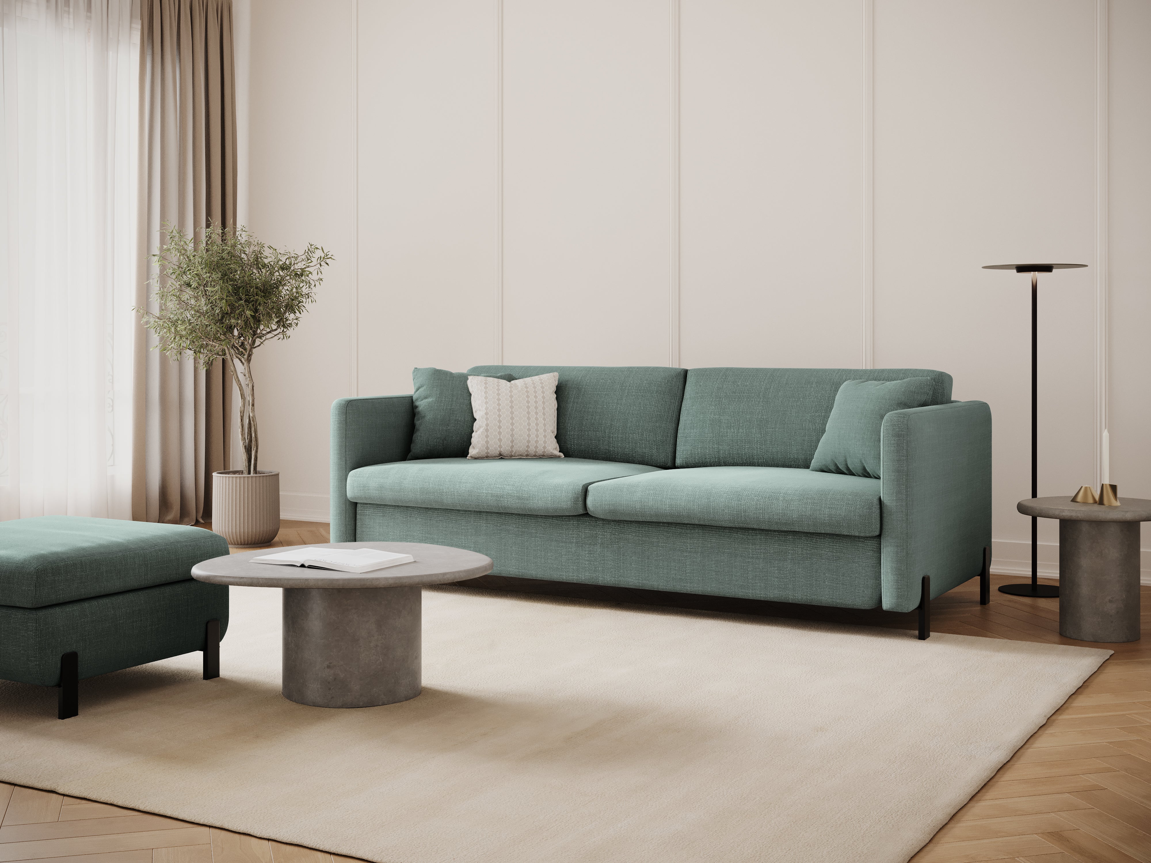Sofa 2-Sitzer mit Schlaf-Funktion GLORIA mintgrüner Chenille
