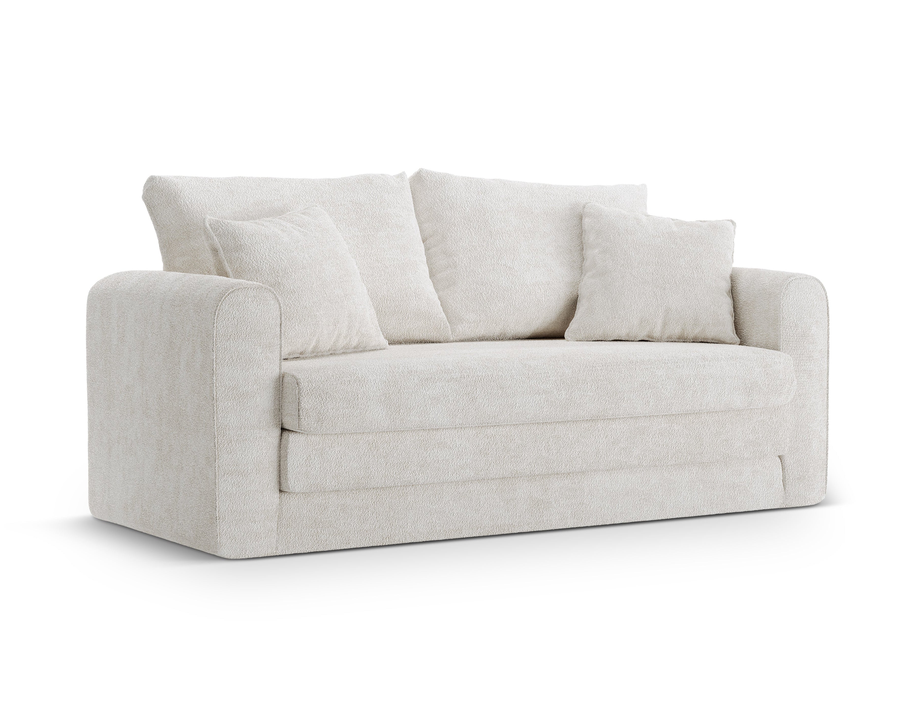 Sofa 2-Sitzer mit Schlaffunktion LIDO hellbeige Boucle