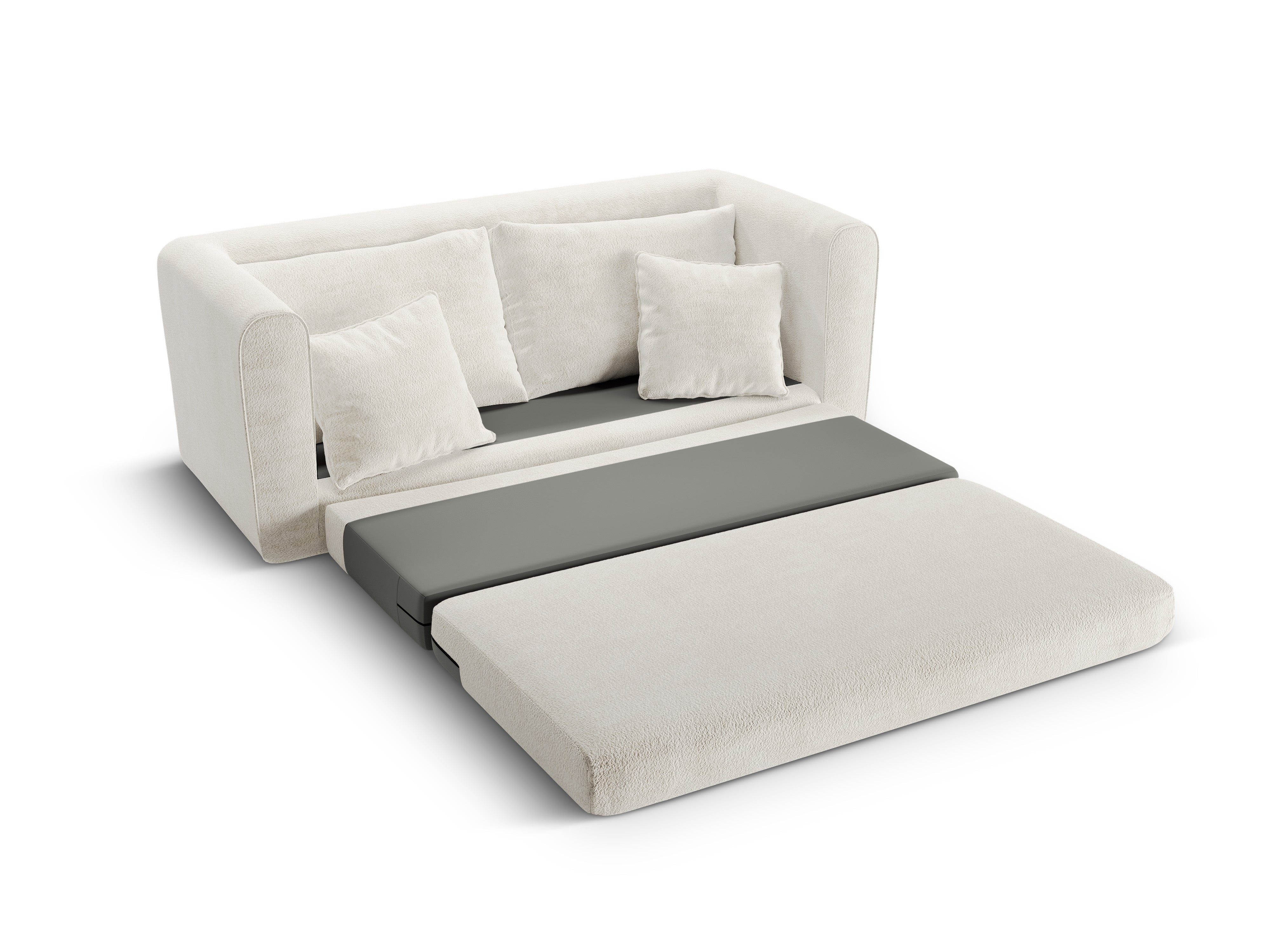 Sofa 2-Sitzer mit Schlaffunktion LIDO hellbeige Boucle