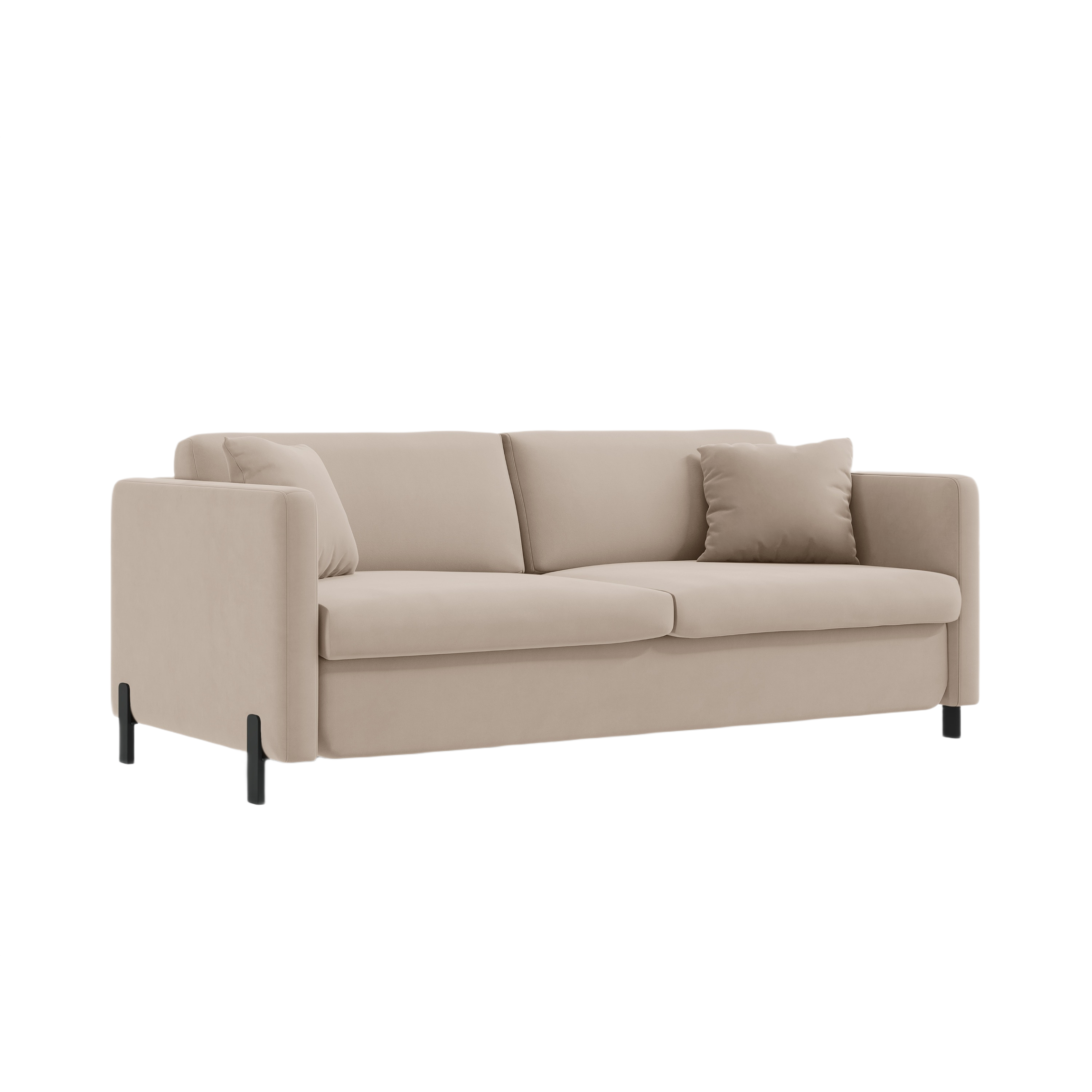 Velvet 2-seater sofa with sleeping function GLORIA beige