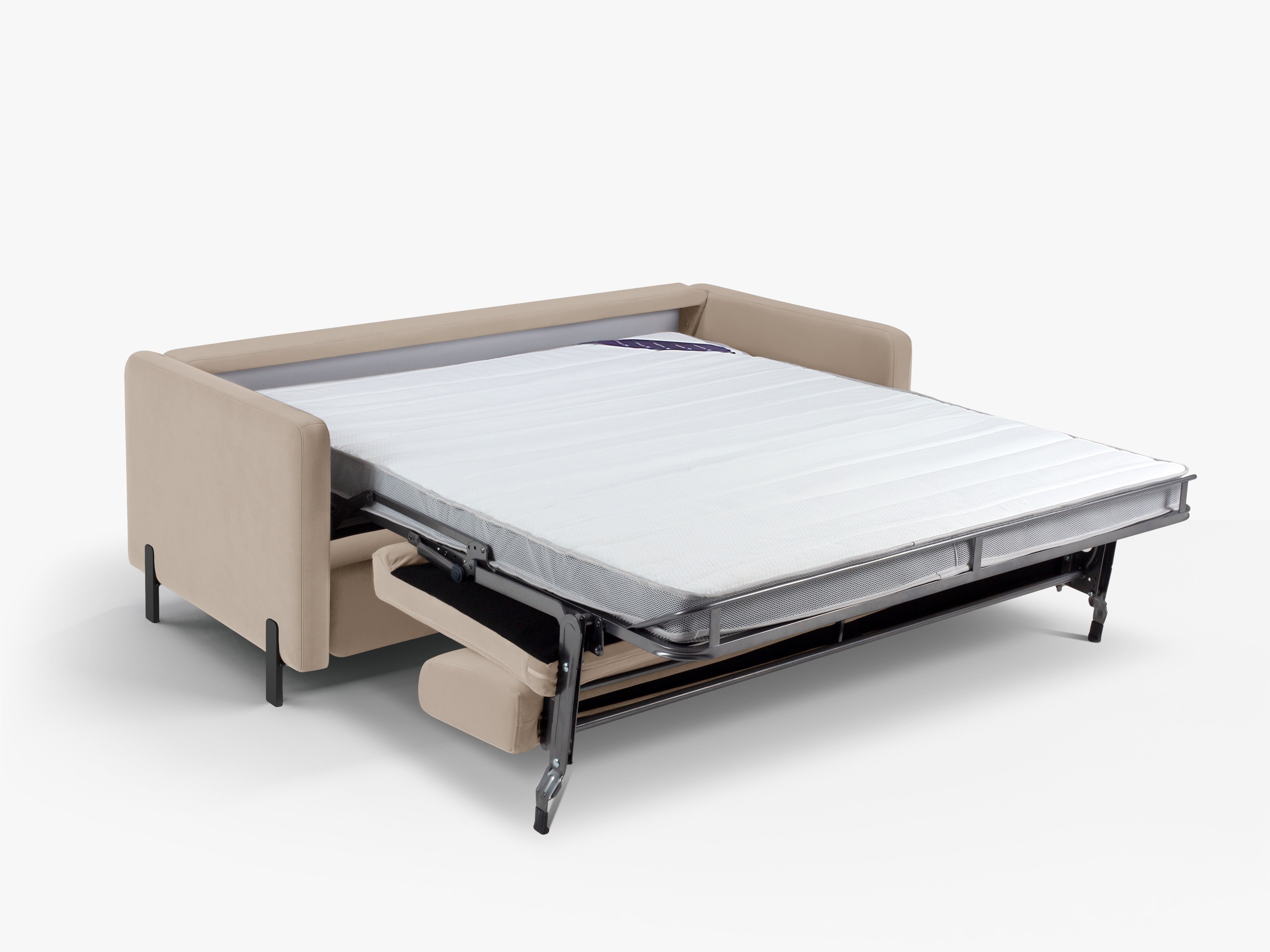 Velvet 2-seater sofa with sleeping function GLORIA beige