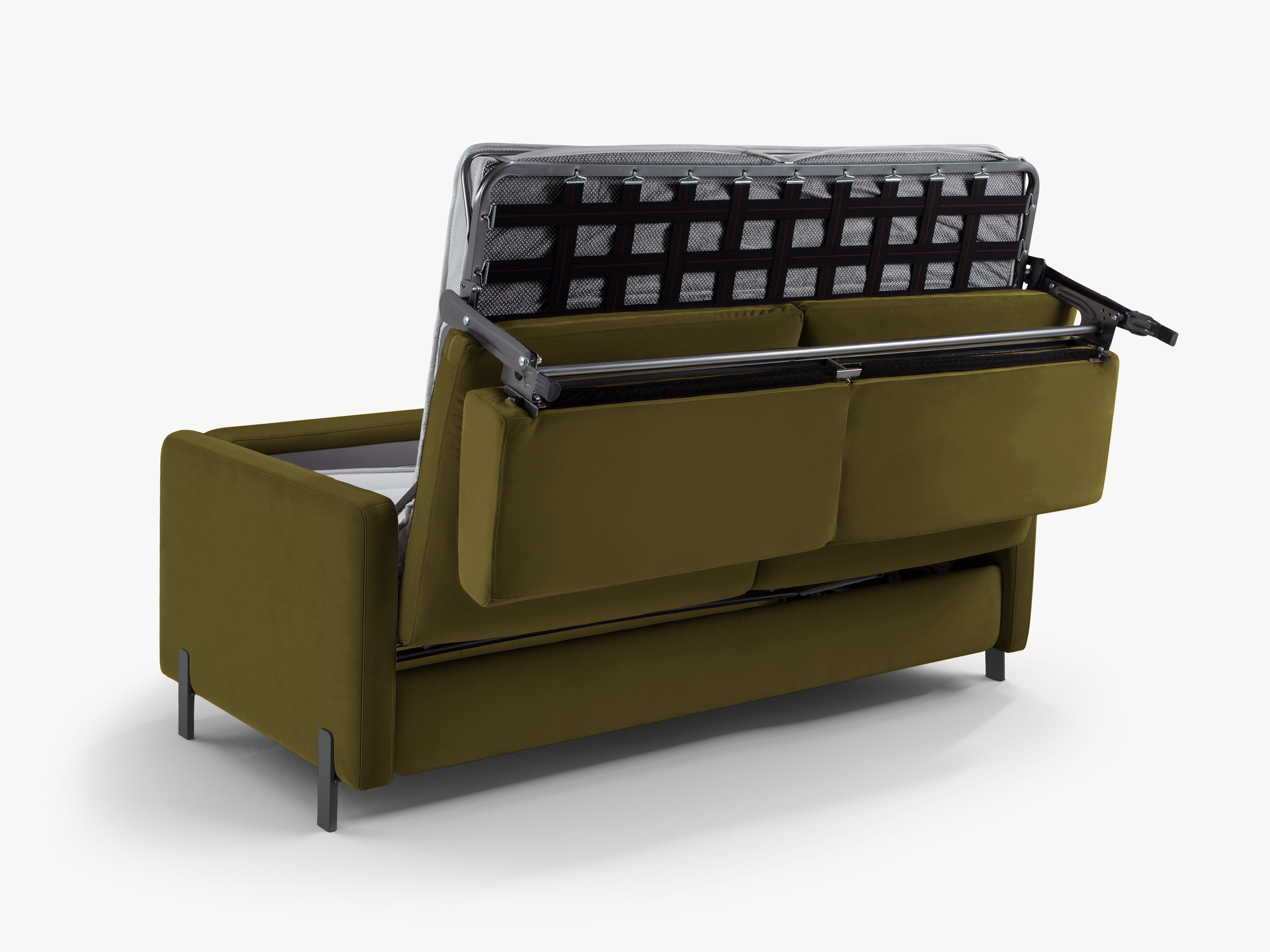 Velvet 2-seater sofa with sleeping function GLORIA green