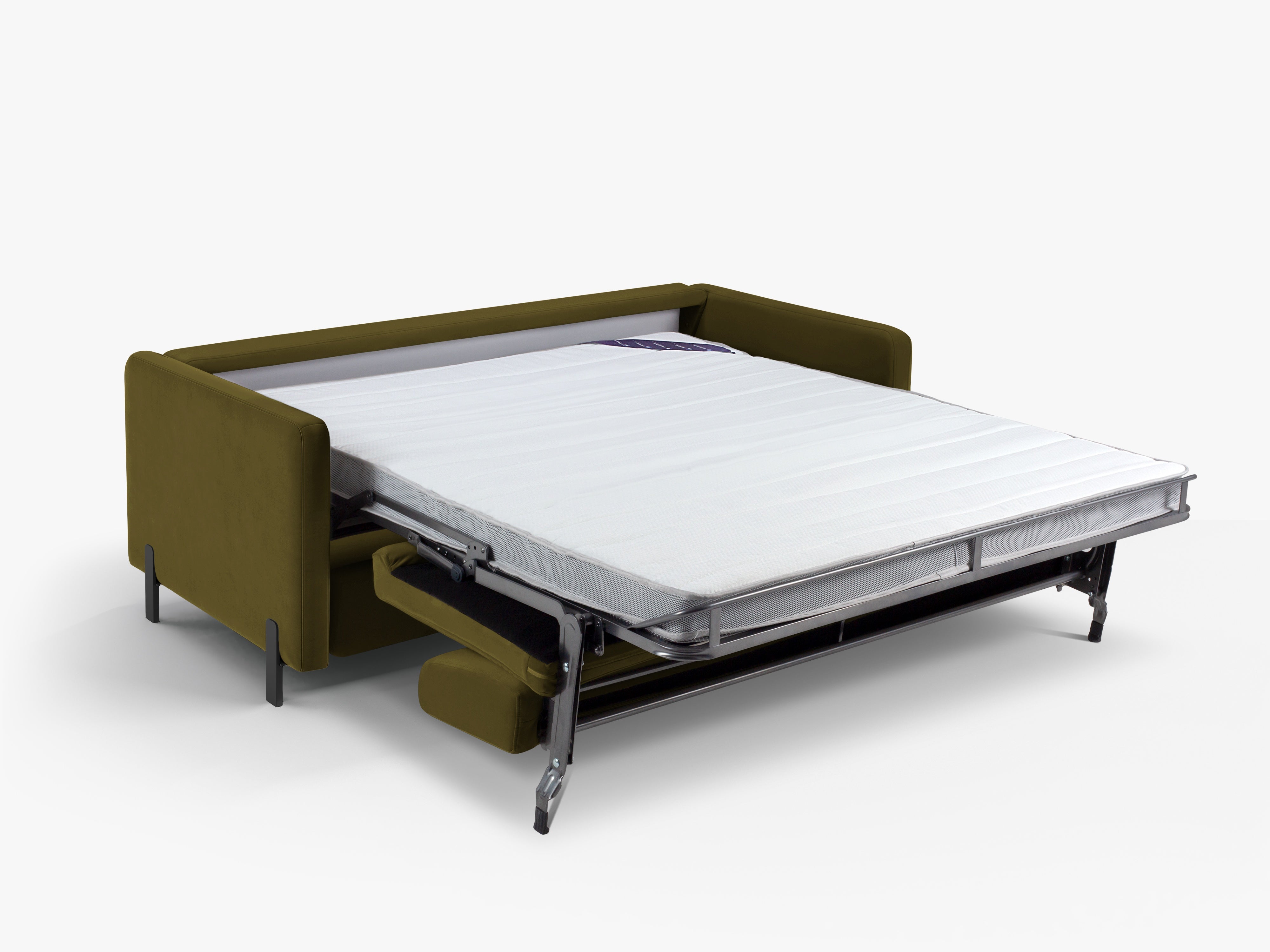 Velvet 2-seater sofa with sleeping function GLORIA green