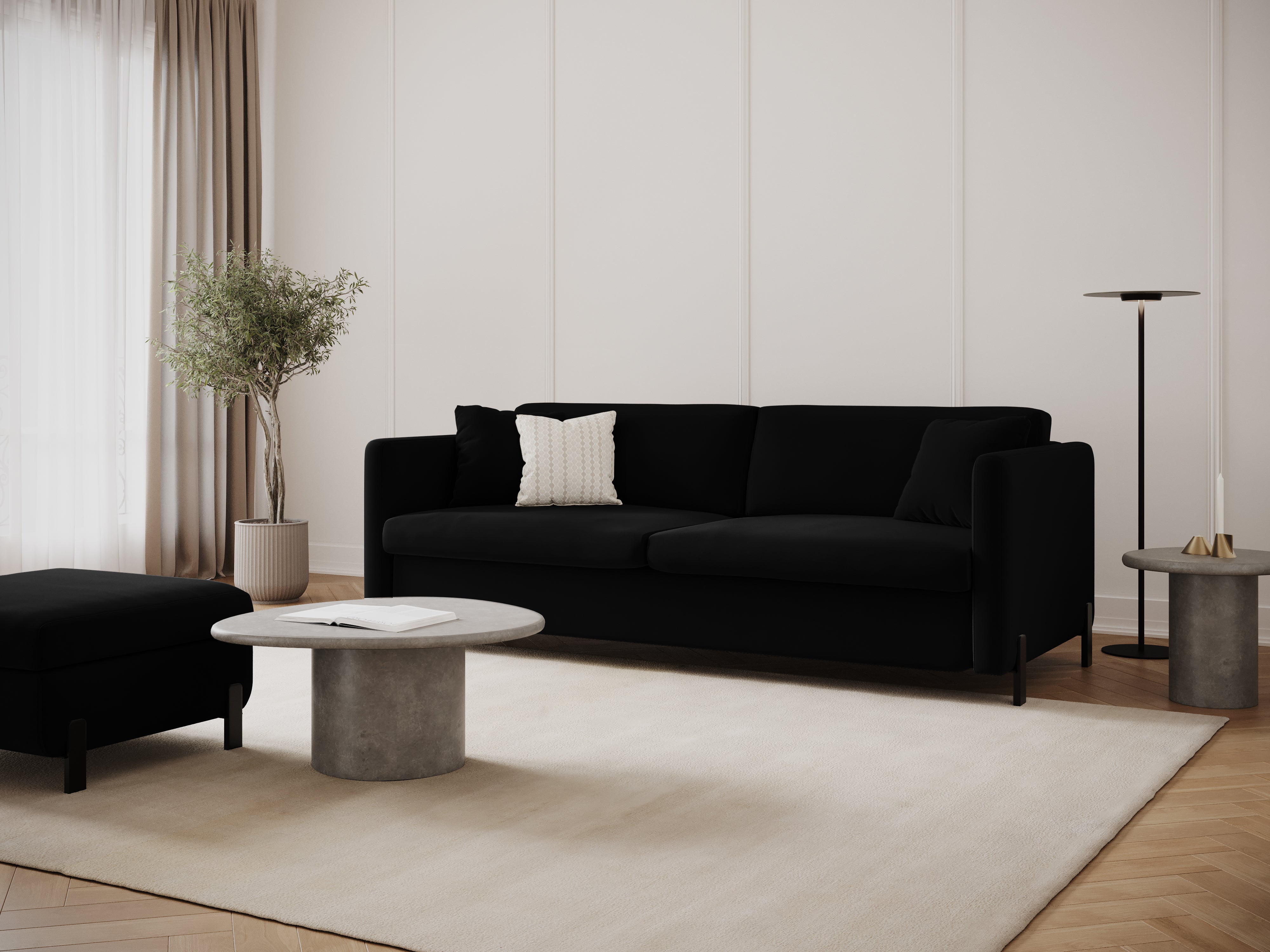 Velvet 2-Seater Sofa with Sleeping Function GLORIA Black