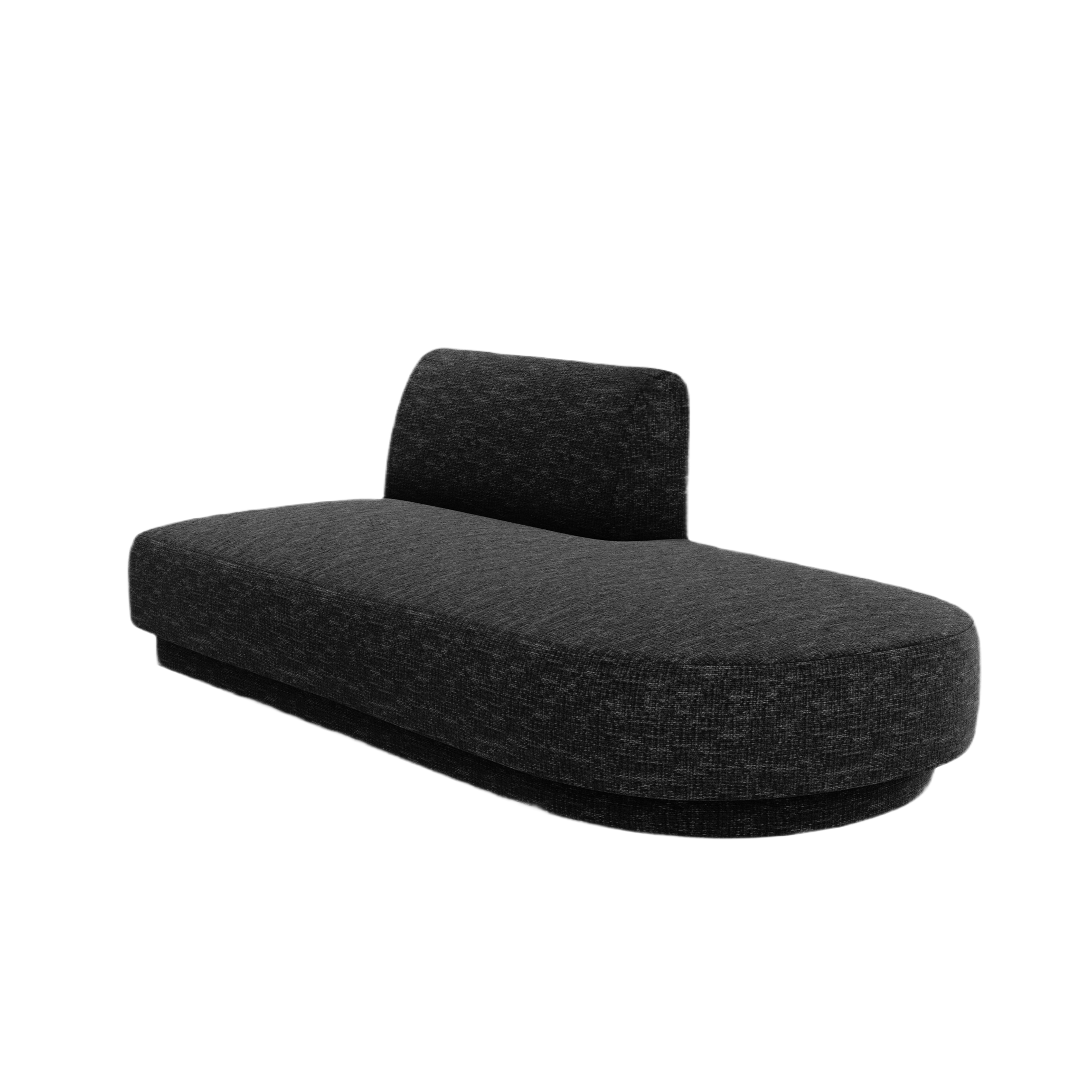 Right-facing 2-seater chaise longue MILEY black chenille