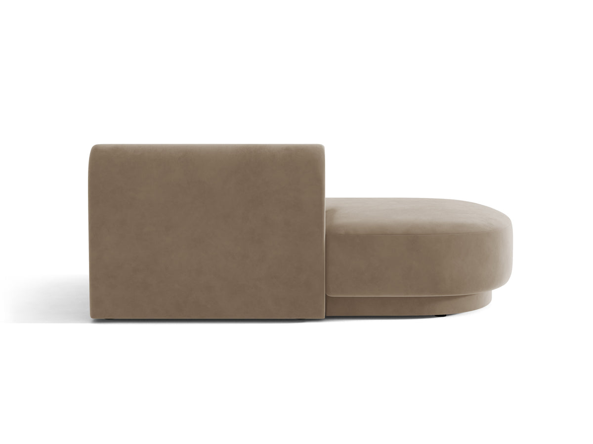 Szezlong 2-osobowy aksamitny lewostronny MILEY cappuccino – welur