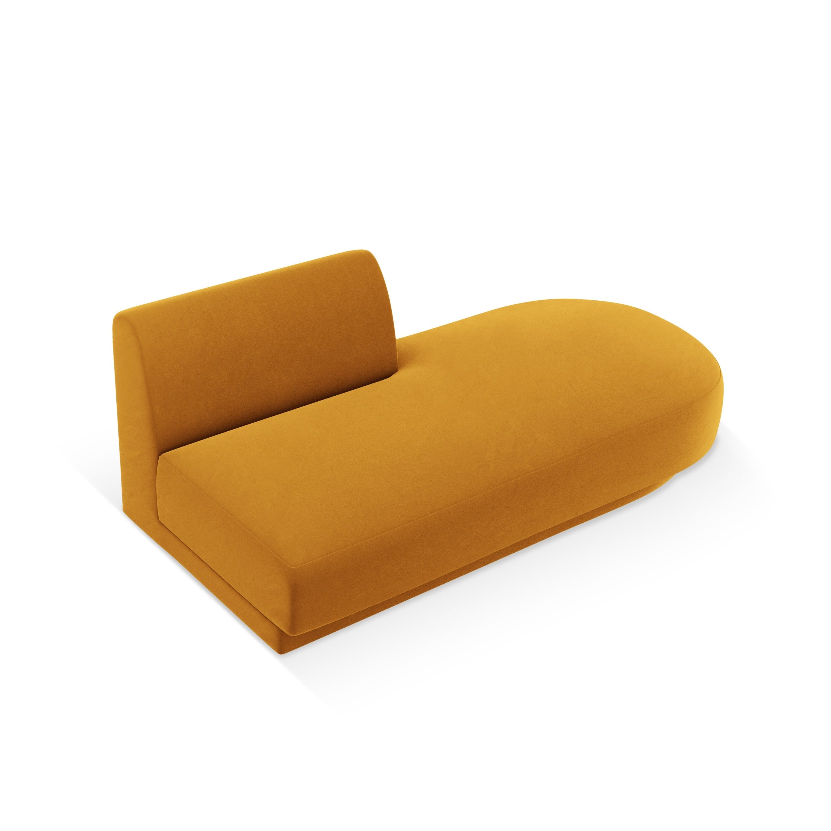 Yellow velvet right-facing 2-seater chaise longue MILEY