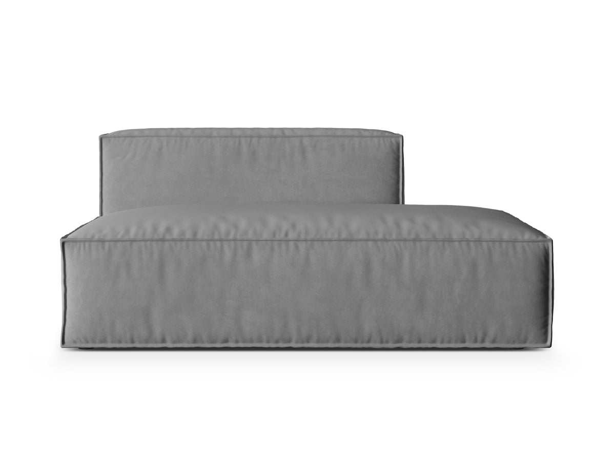 Sofa aksamitna 3-osobowa z otomaną prawostronną NURIA szary – Micadoni