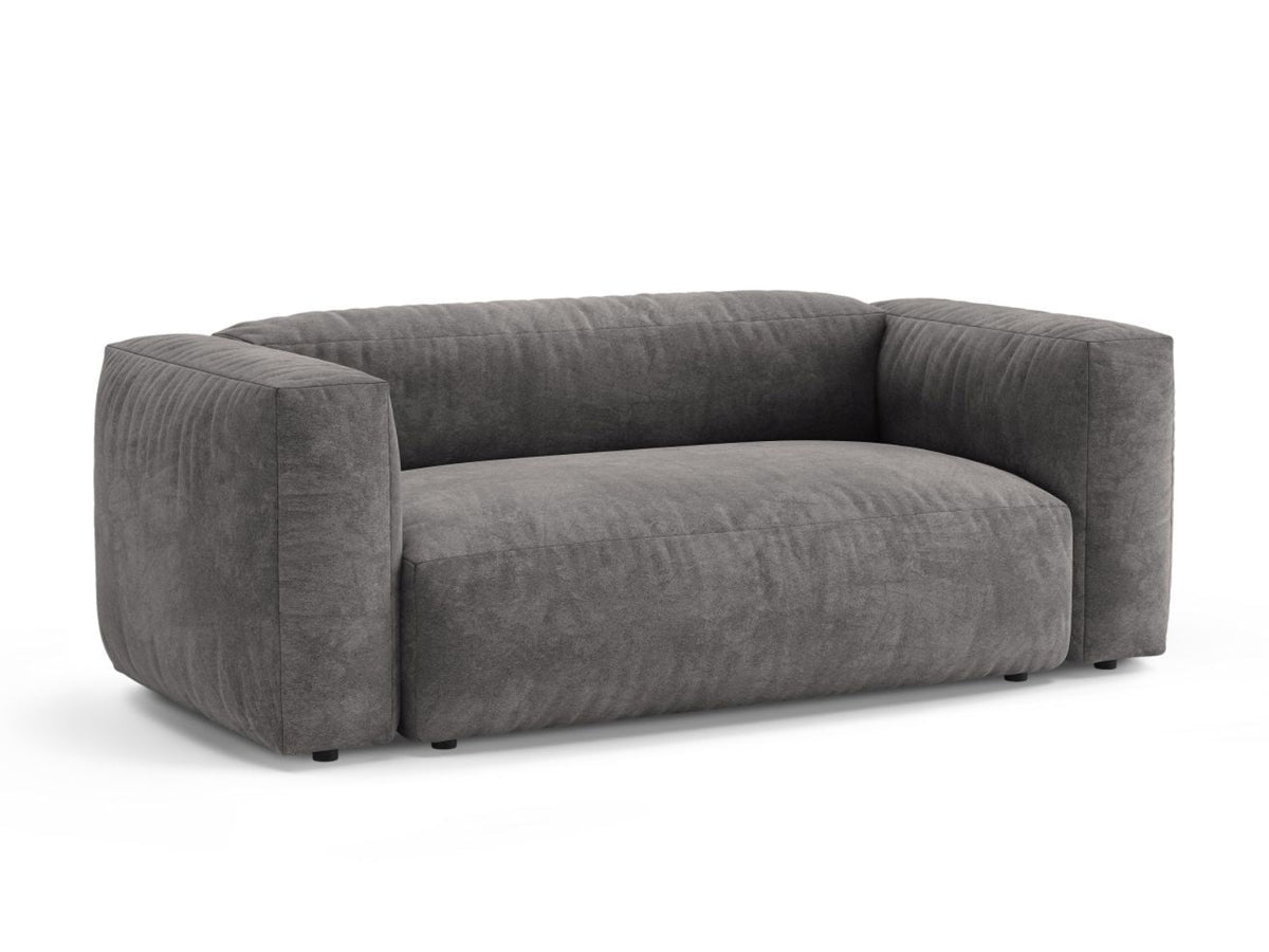 Sofa aksamitna 2-osobowa MARTINA szary – ujęcie boczne