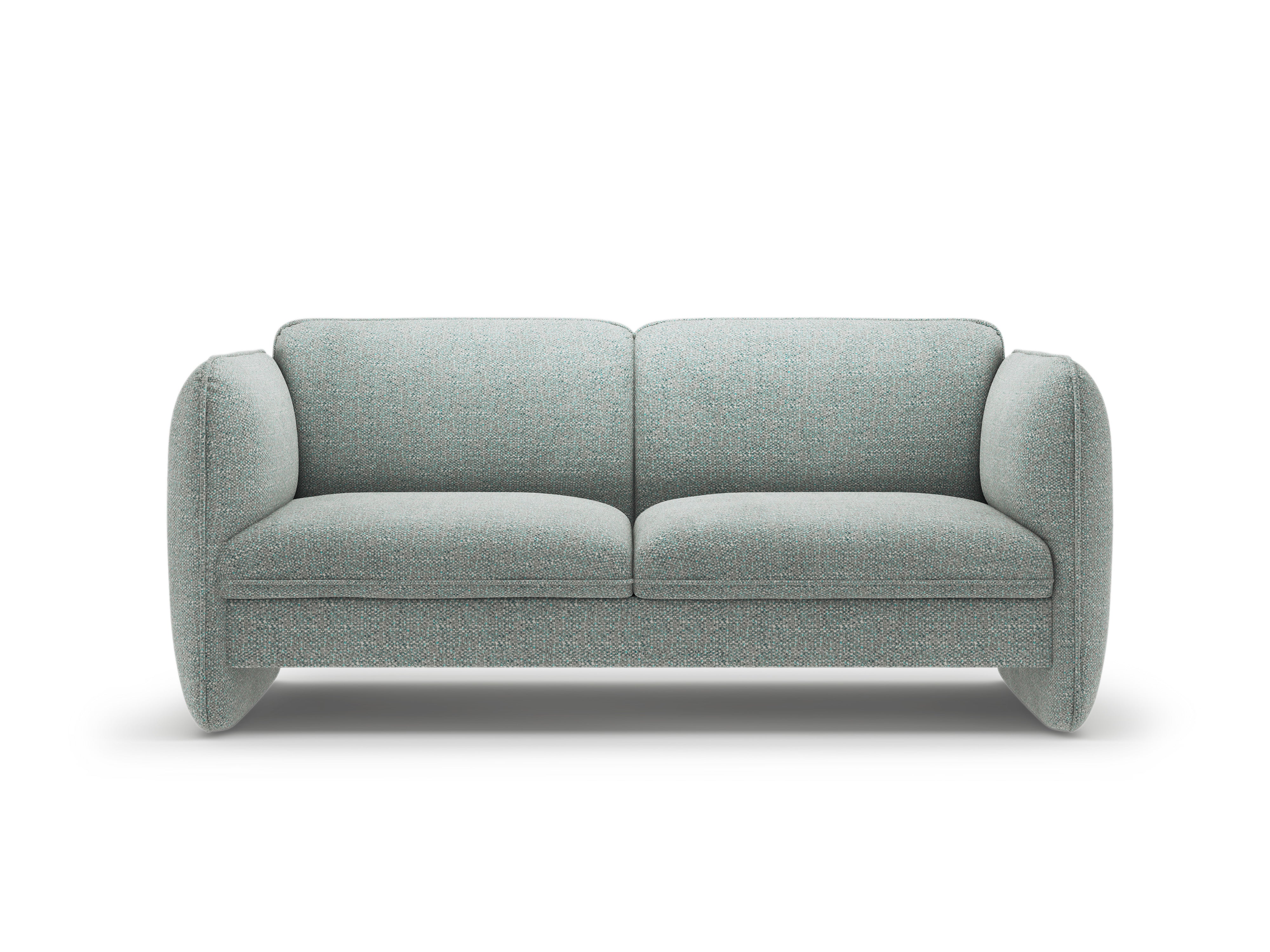Sofa für 2 Personen GEORGIA in gedämpftem Blau aus Chenille