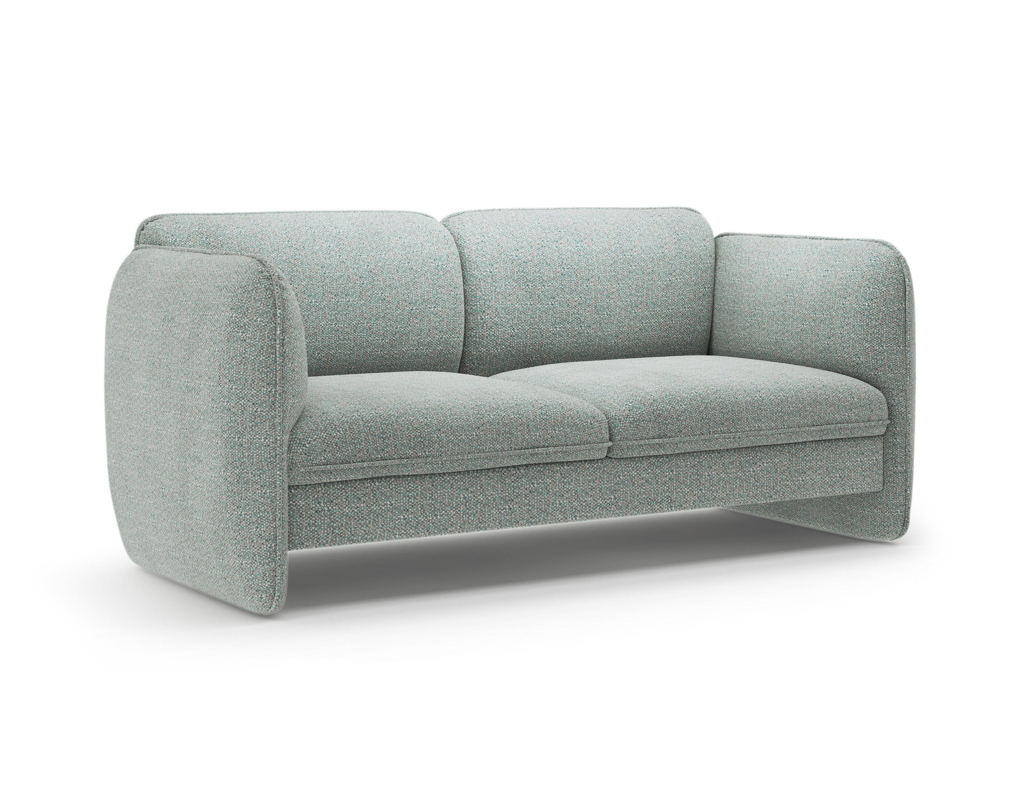 Sofa für 2 Personen GEORGIA in gedämpftem Blau aus Chenille