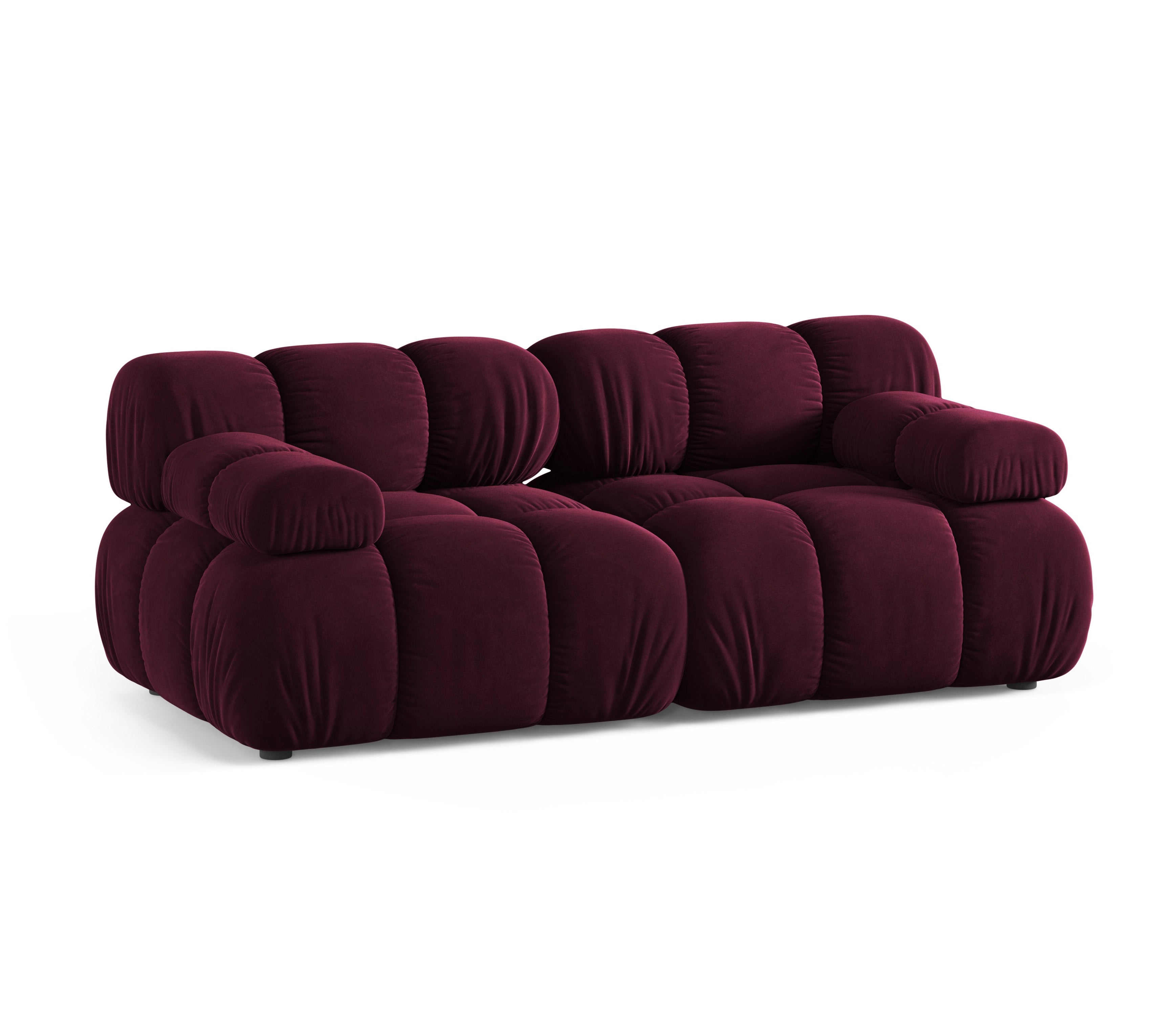 Modulares 2-Sitzer-Sofa BELLIS in burgunderfarbenem Velours