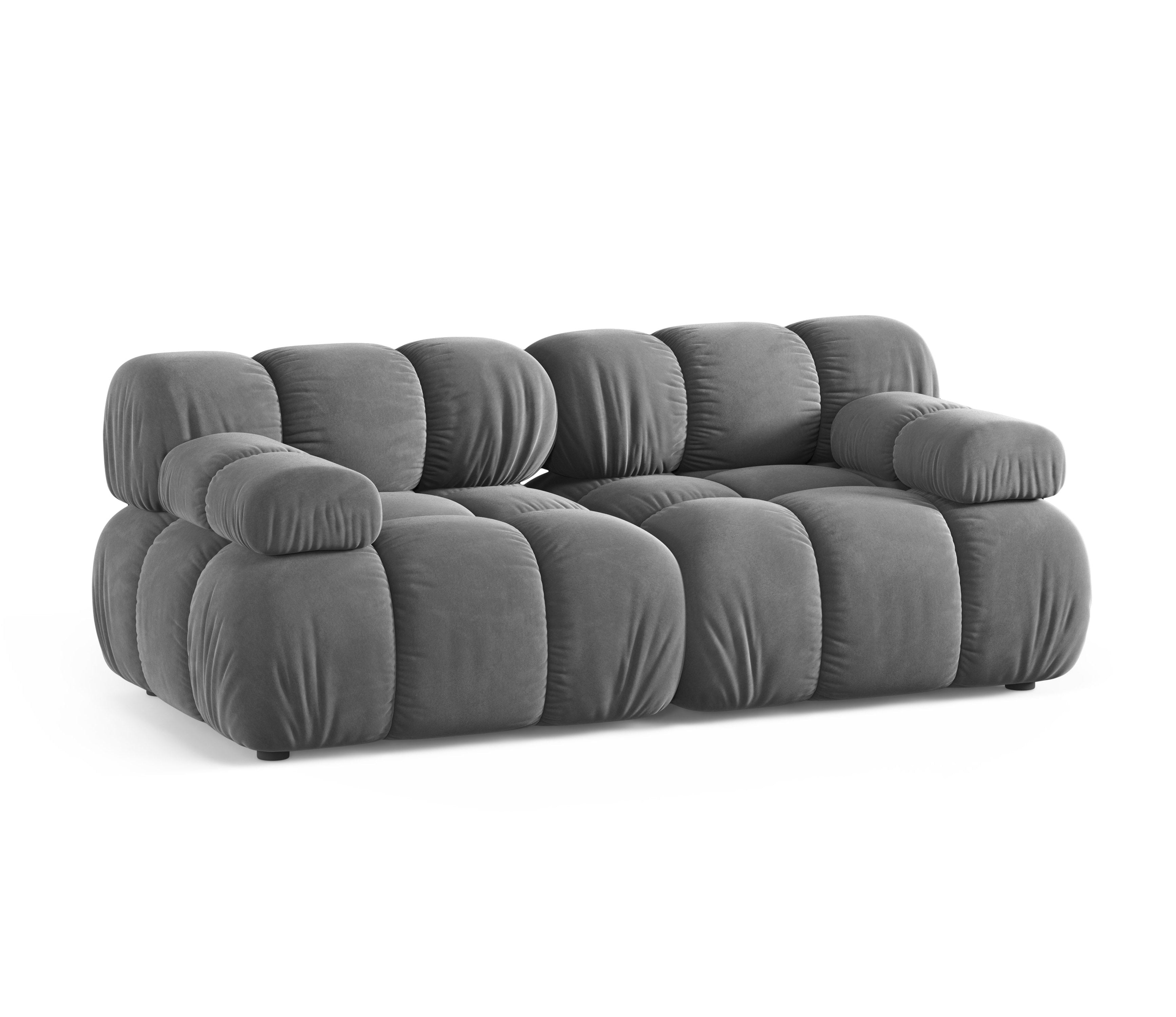 Modulares 2-Sitzer-Sofa BELLIS in hellgrauem Samt