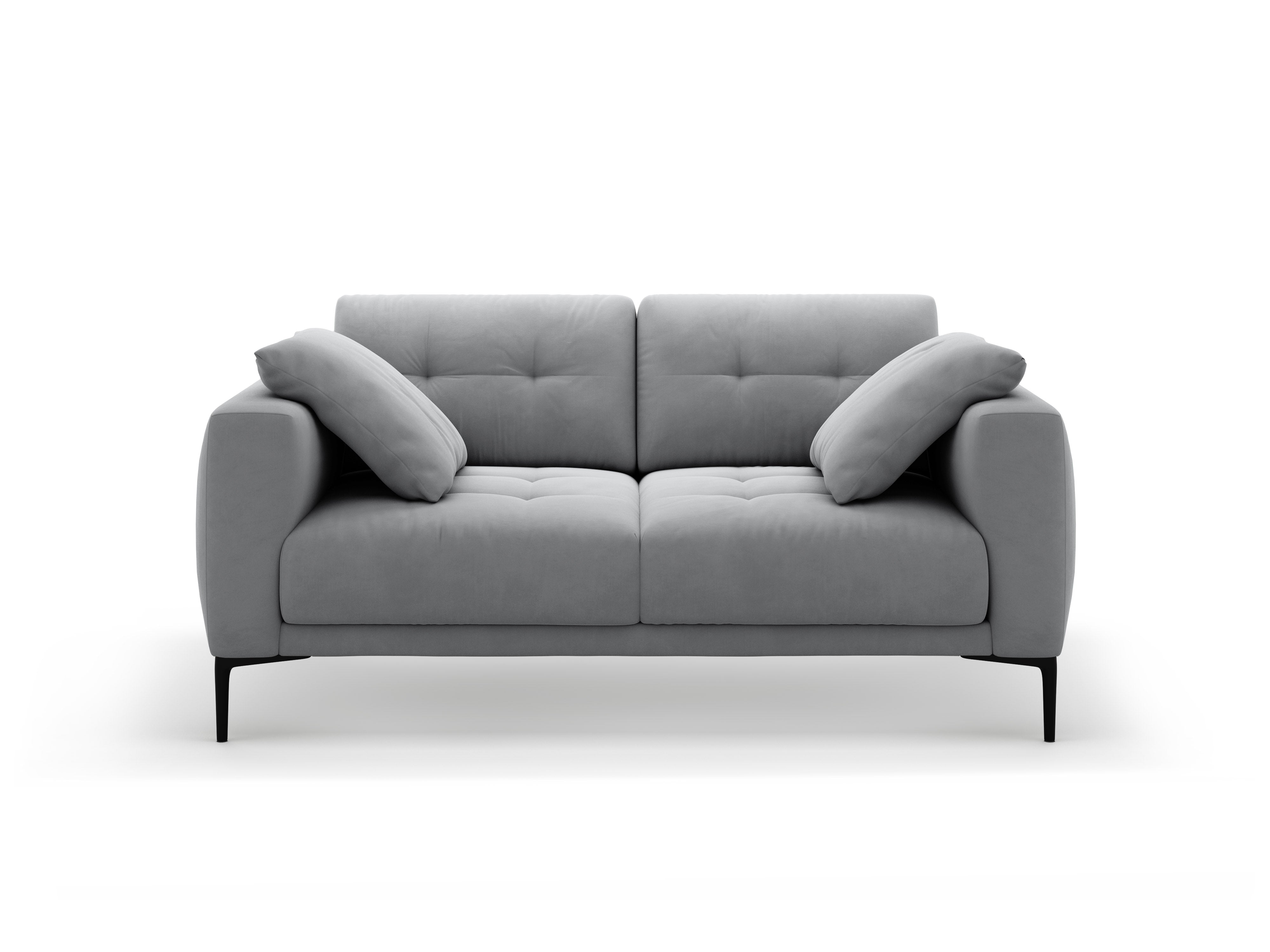 Sofa aksamitna 2-osobowa BEMY szary – Micadoni
