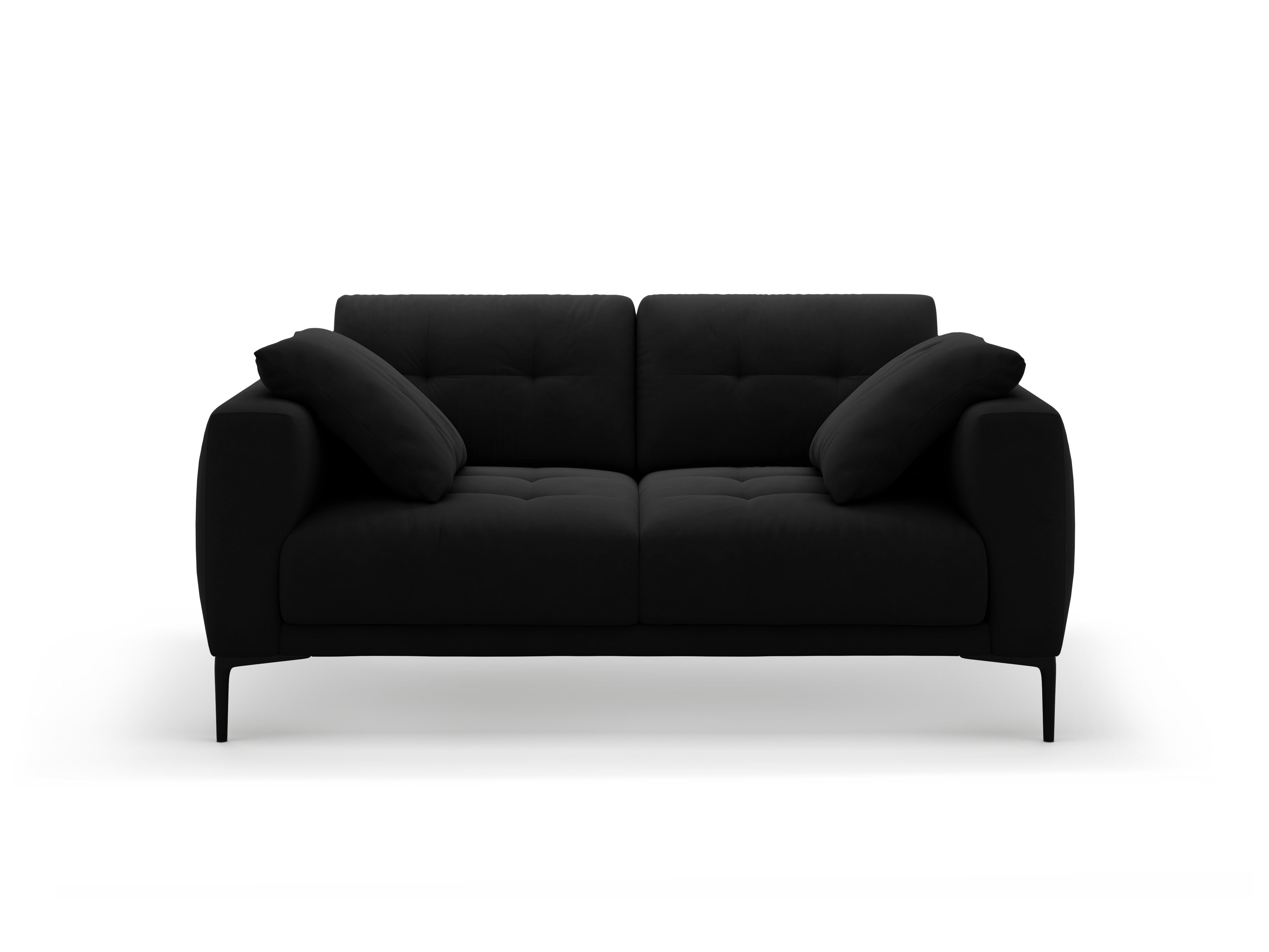 Sofa aksamitna 2-osobowa BEMY czarny – Micadoni