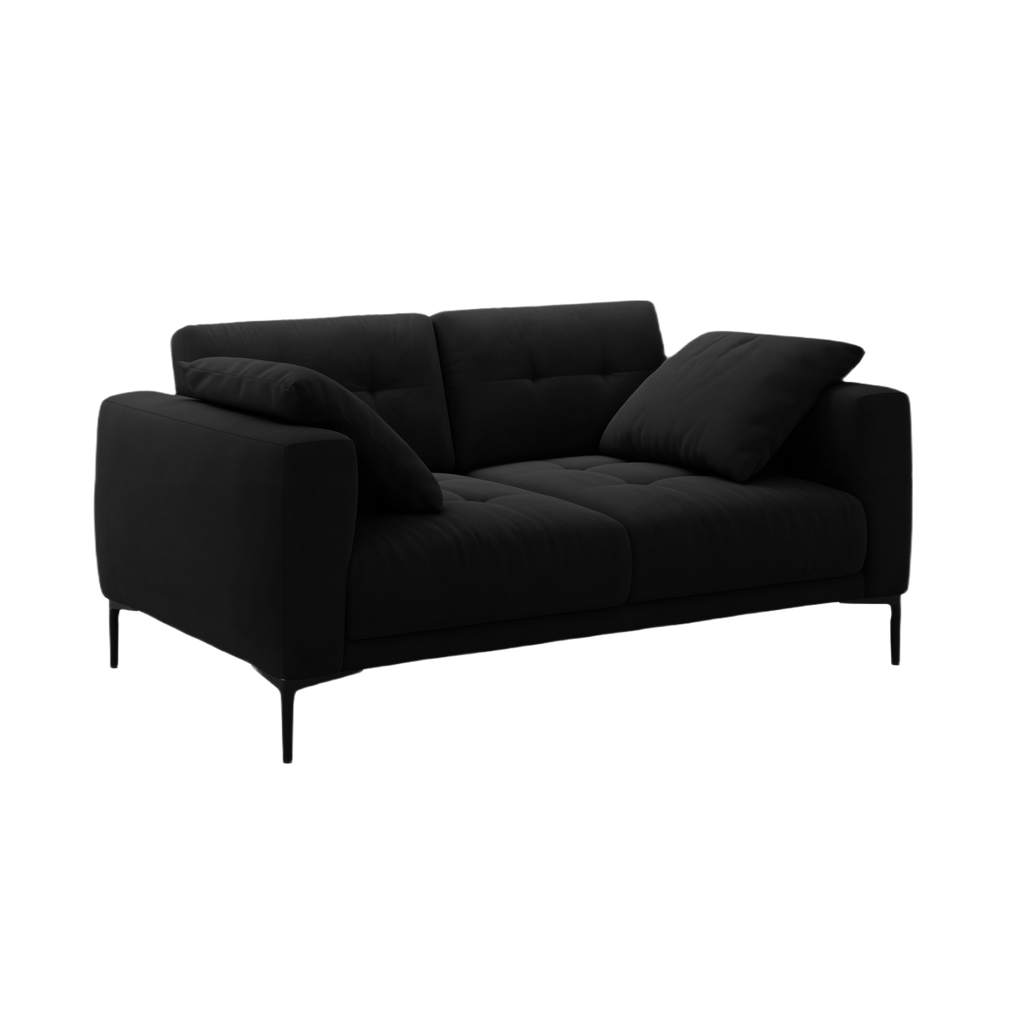 Sofa aksamitna 2-osobowa BEMY czarny – Micadoni