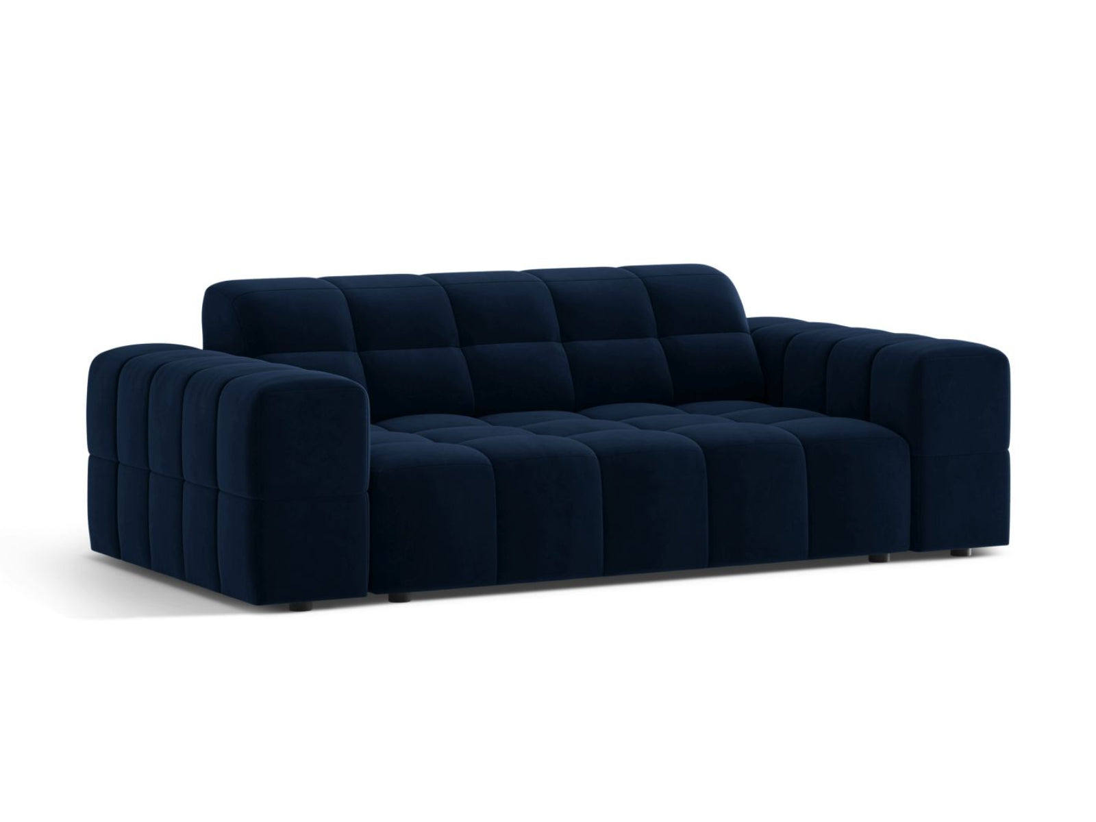 Sofa aksamitna 2-osobowa JENNIFER kobaltowy Bluvel – ujęcie boczne