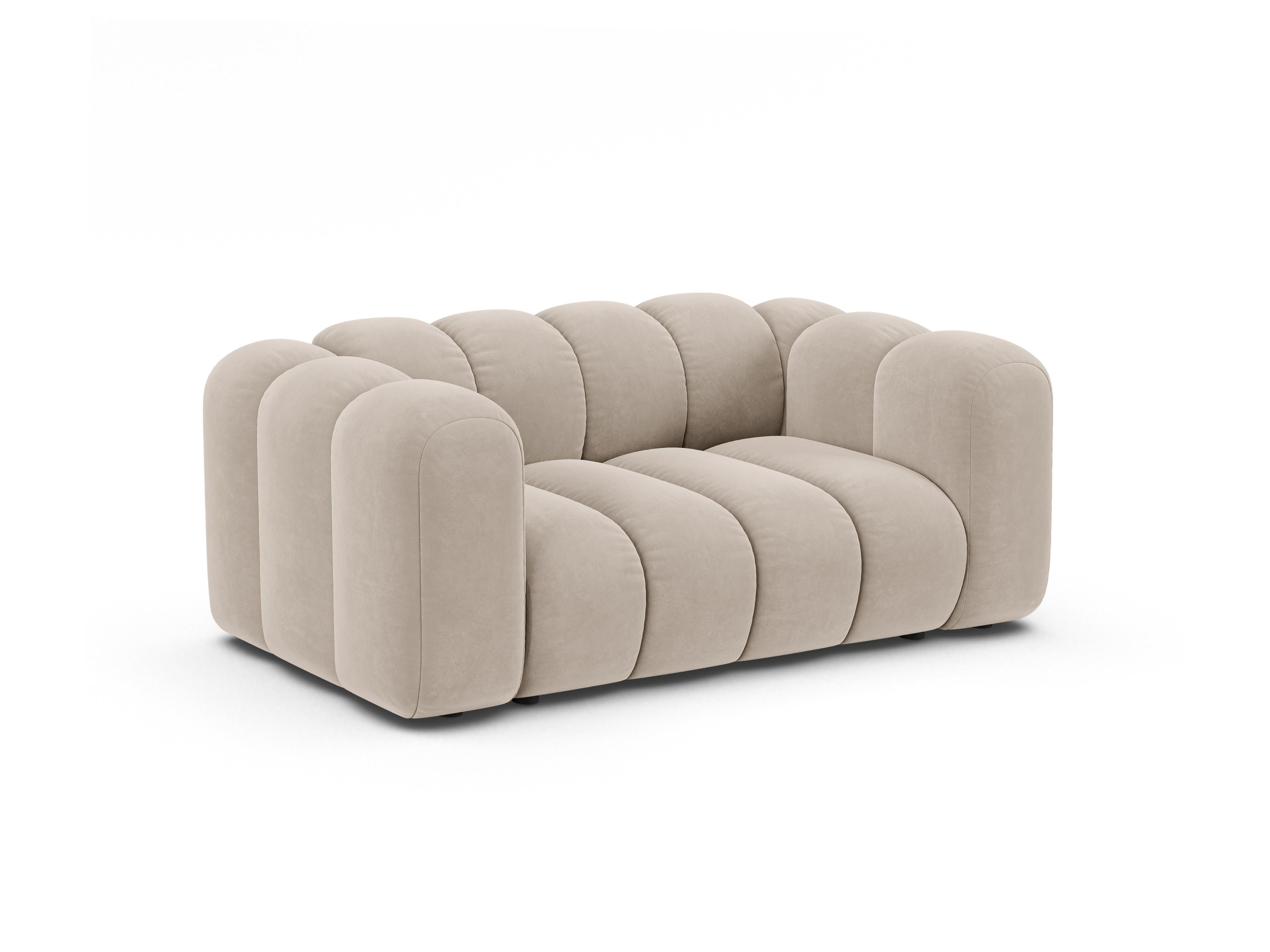 Sofa aksamitna 2-osobowa LUPINE beżowy – Micadoni
