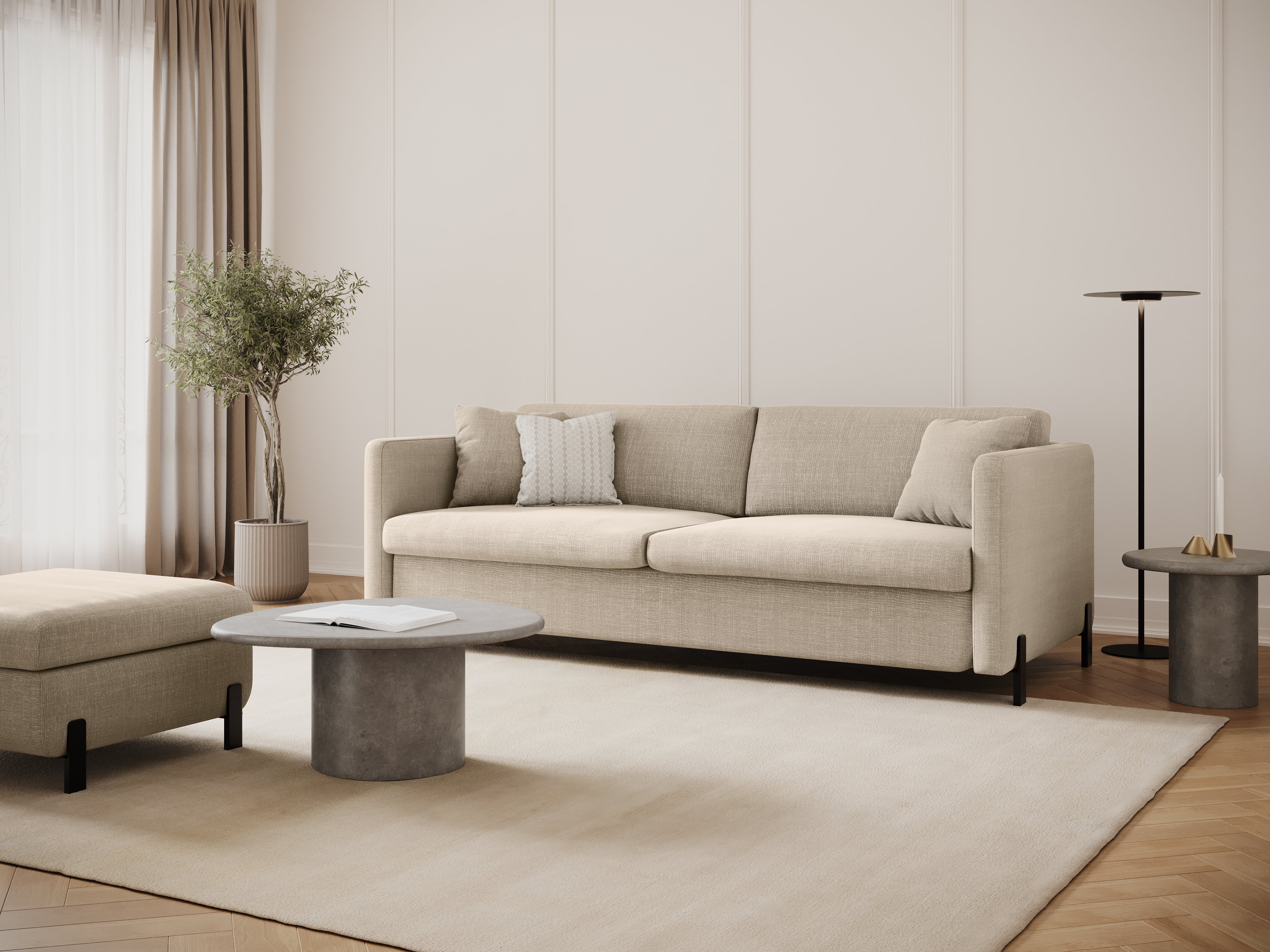 Pouf mit Stauraum GLORIA beige Chenille