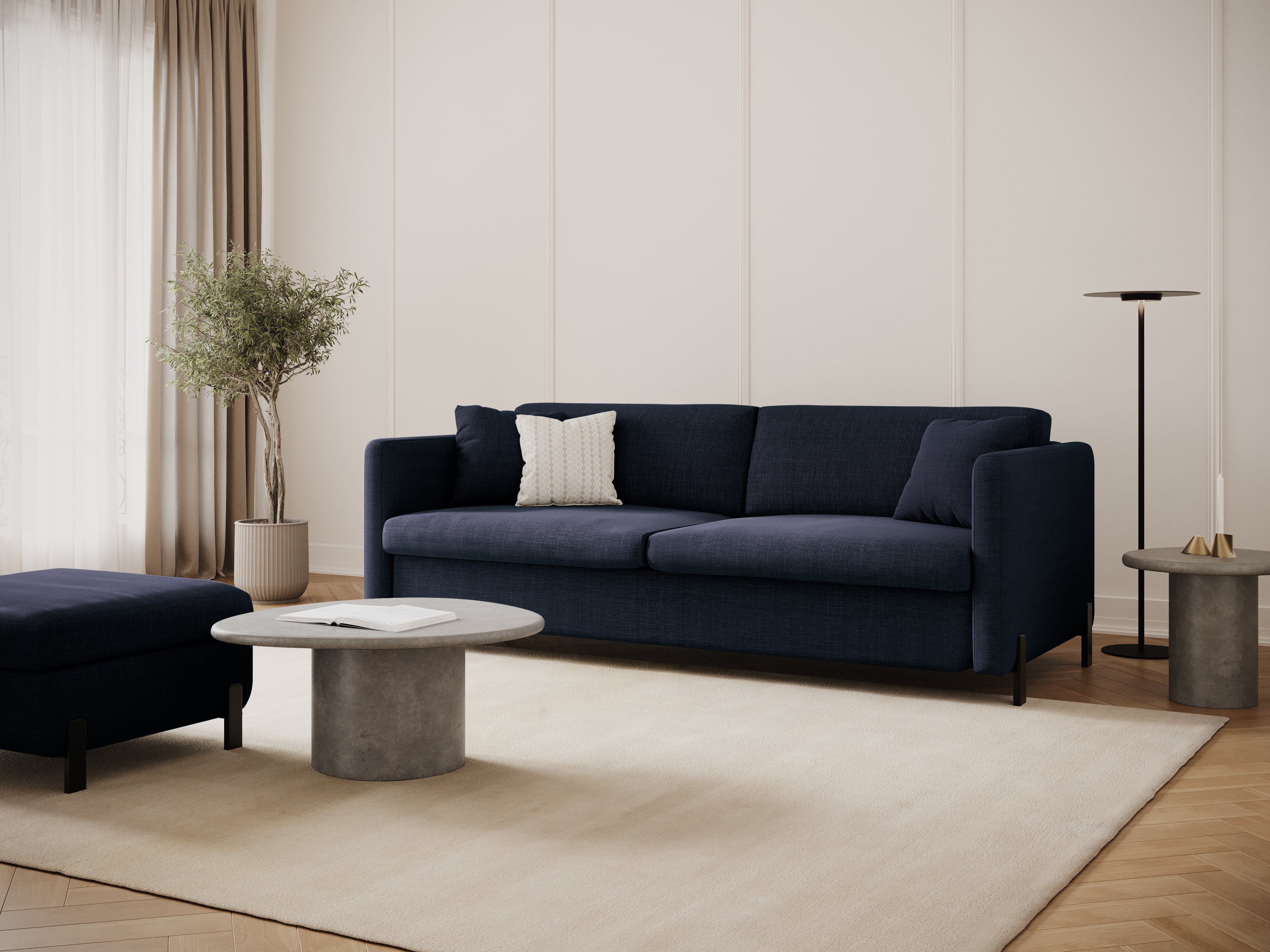 Pouf mit Stauraum GLORIA blaues Chenille