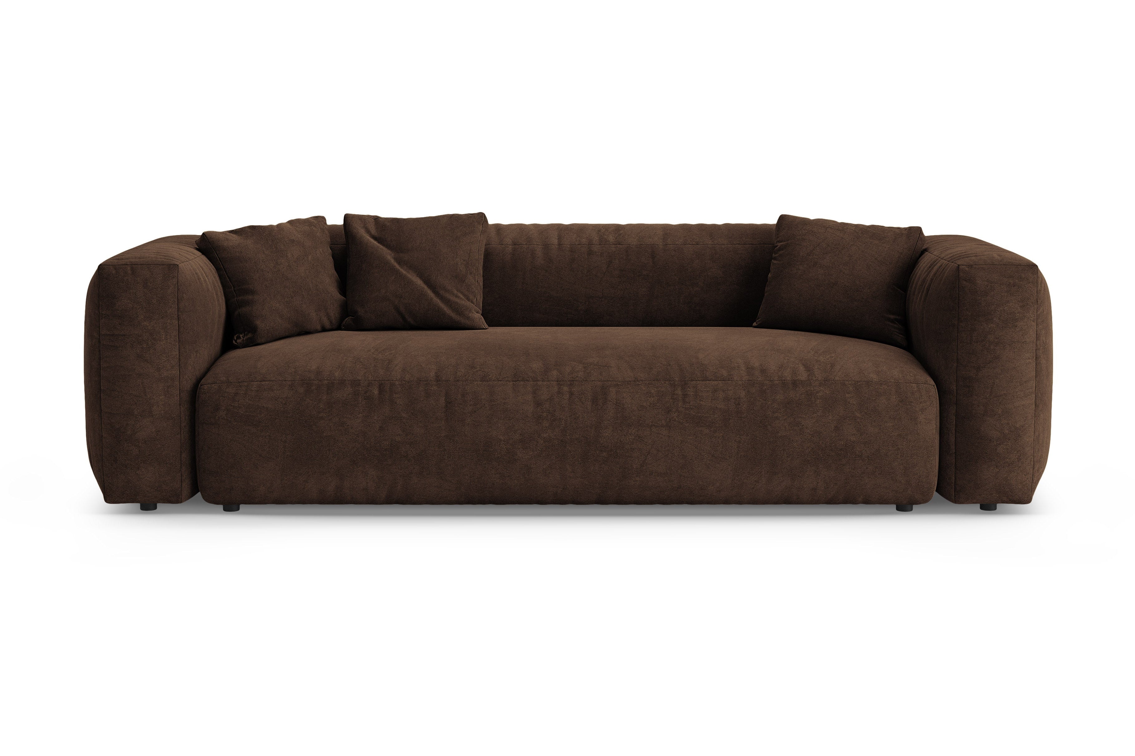 Sofa aus Samt für 3 Personen mit Schlaf-Funktion MARTINA in Schokoladenfarbe