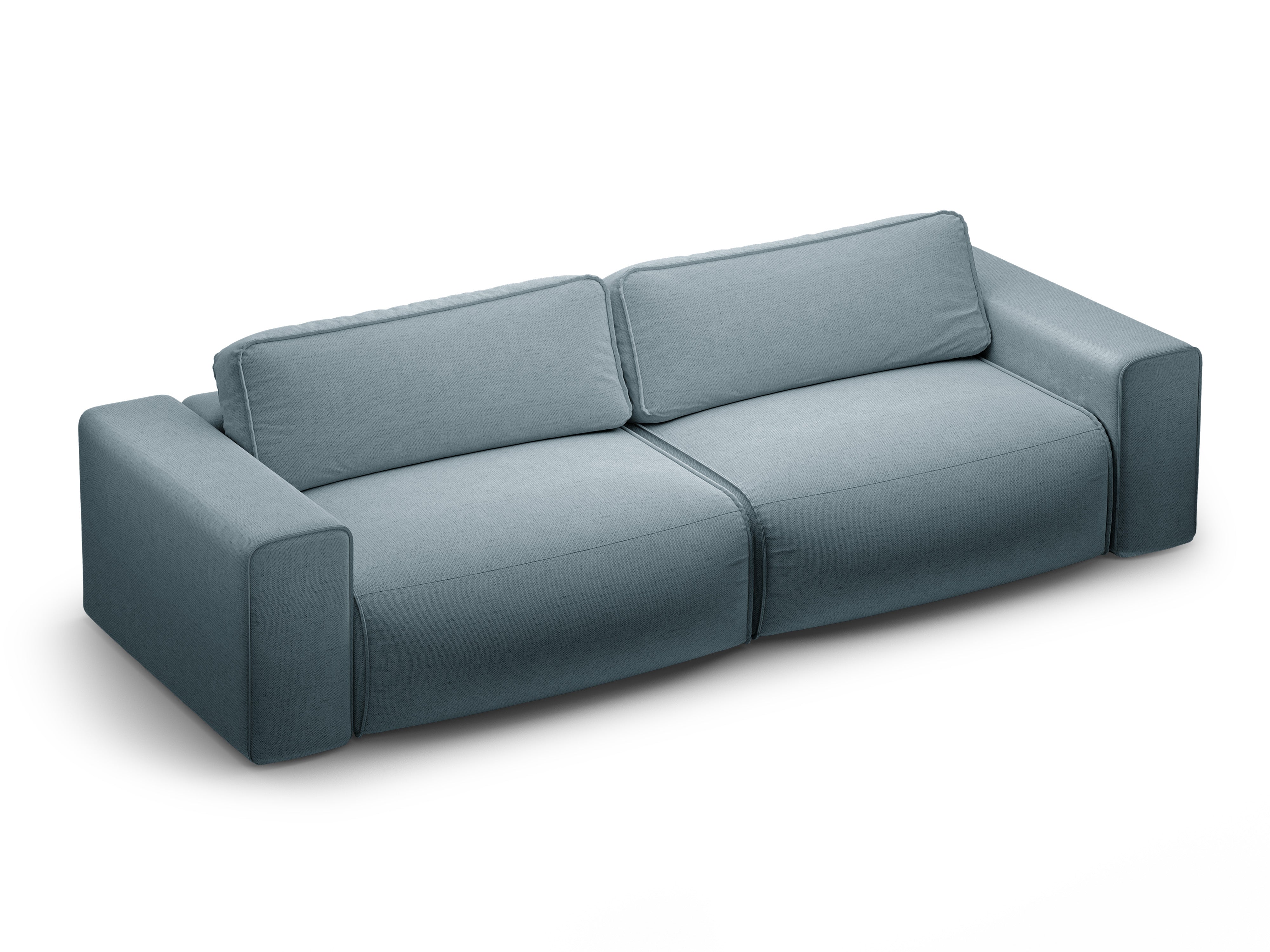 Sofa 3-Sitzer mit Schlaf-Funktion VICTOR hellblaues Chenille