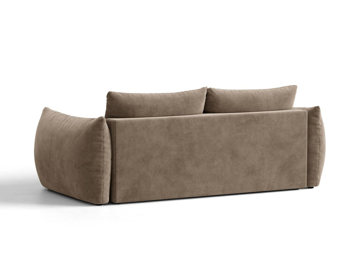 Sofa aksamitna 3-osobowa z funkcją spania BLOOM jasnobrązowy – ujęcie 4