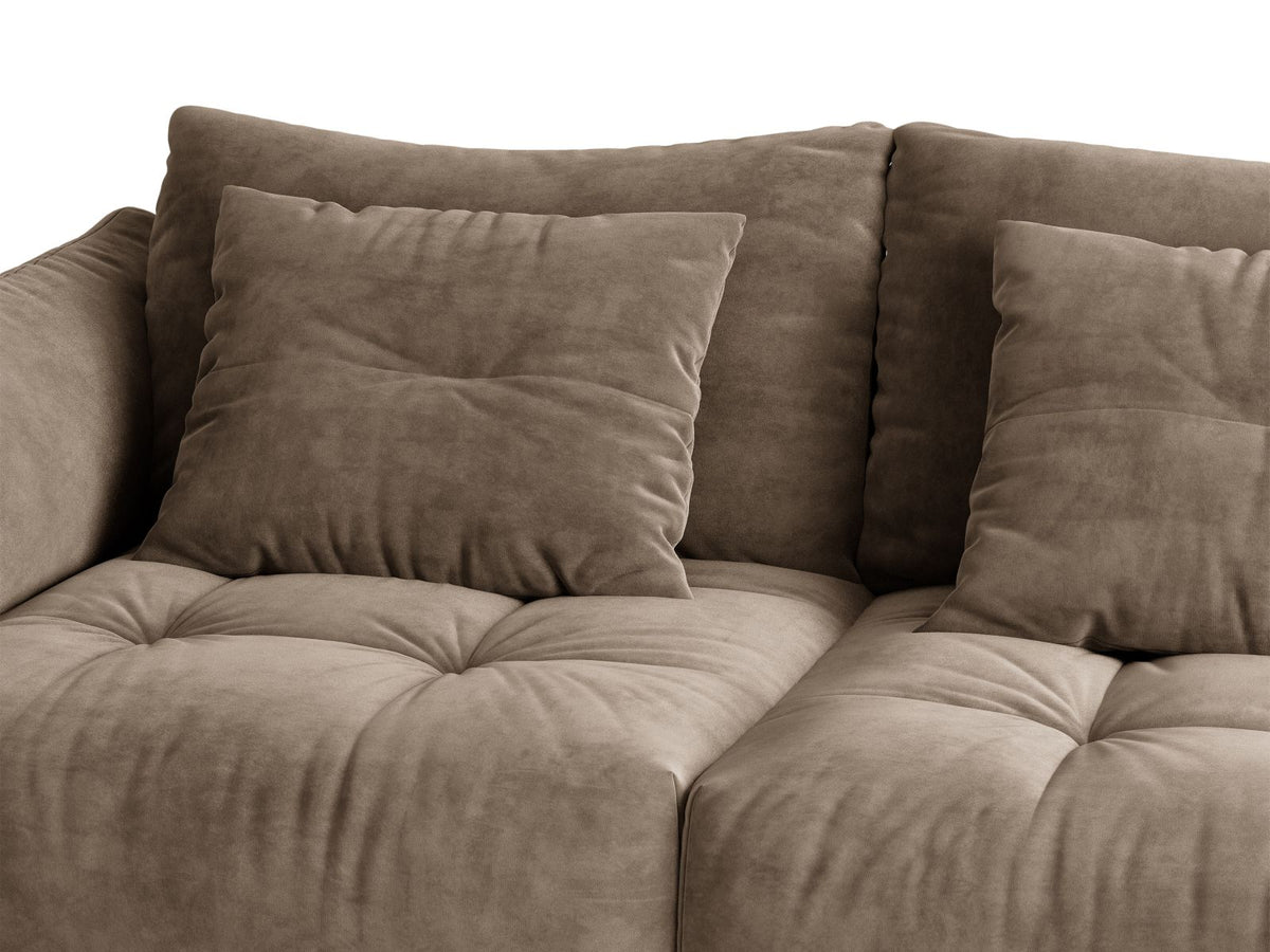 Sofa aksamitna 3-osobowa z funkcją spania BLOOM jasnobrązowy – ujęcie 7