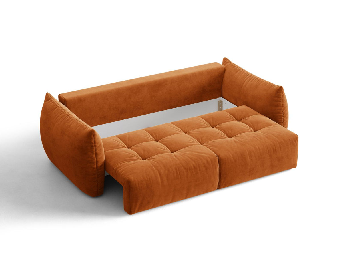 Sofa aksamitna 3-osobowa z funkcją spania BLOOM terracotta – ujęcie 5