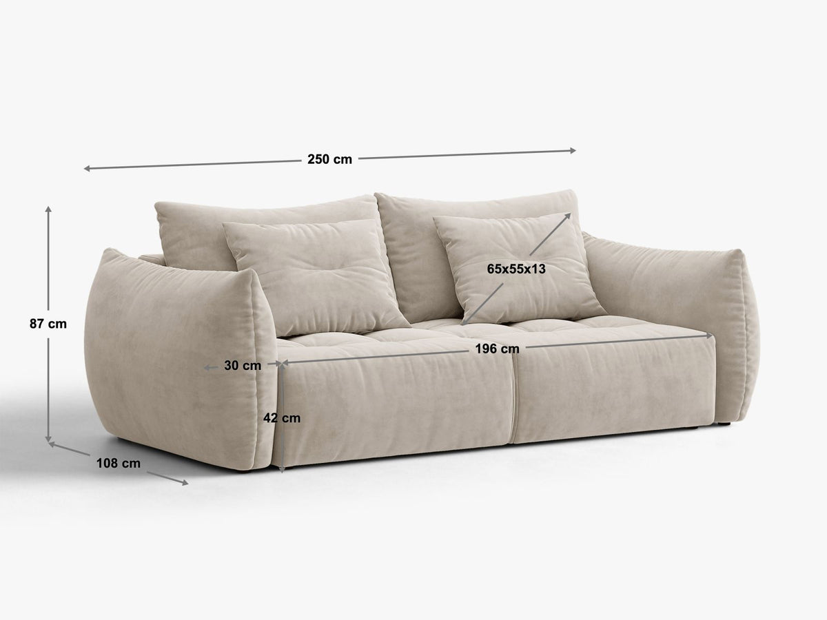 Sofa 3-osobowa z funkcją spania BLOOM jasnobeżowy – ujęcie 11