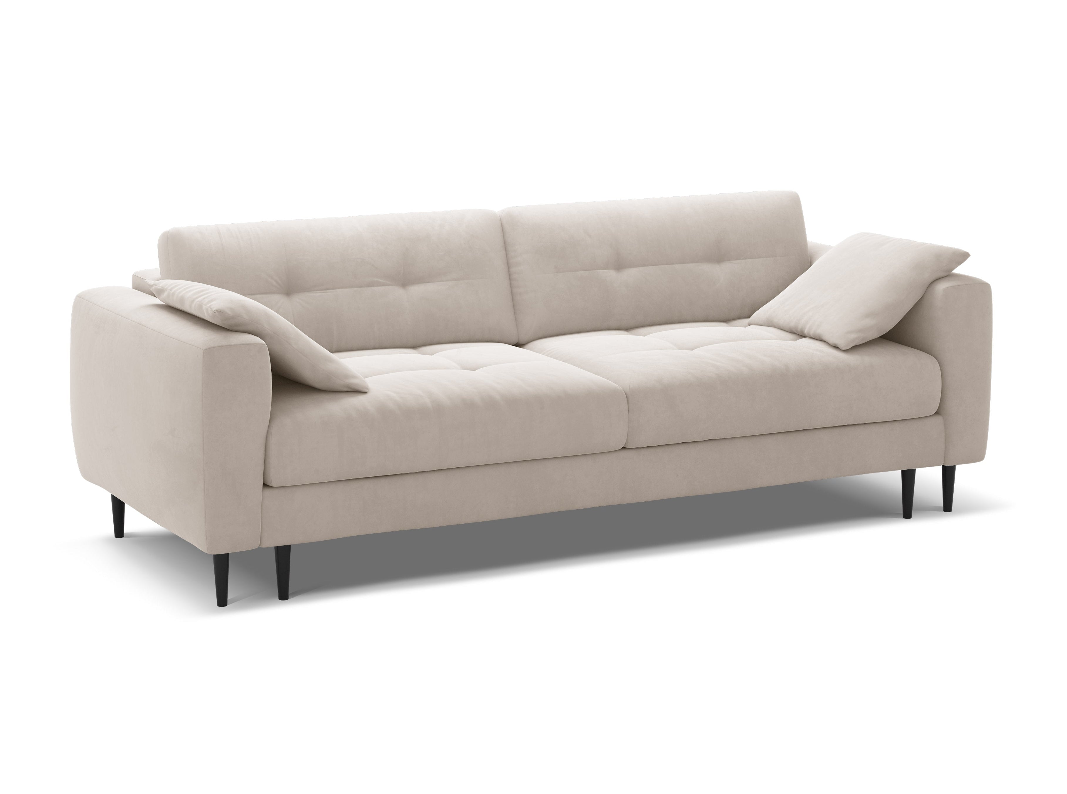 Beige 3-Seater Velvet Sofa with Sleeping Function BEMY