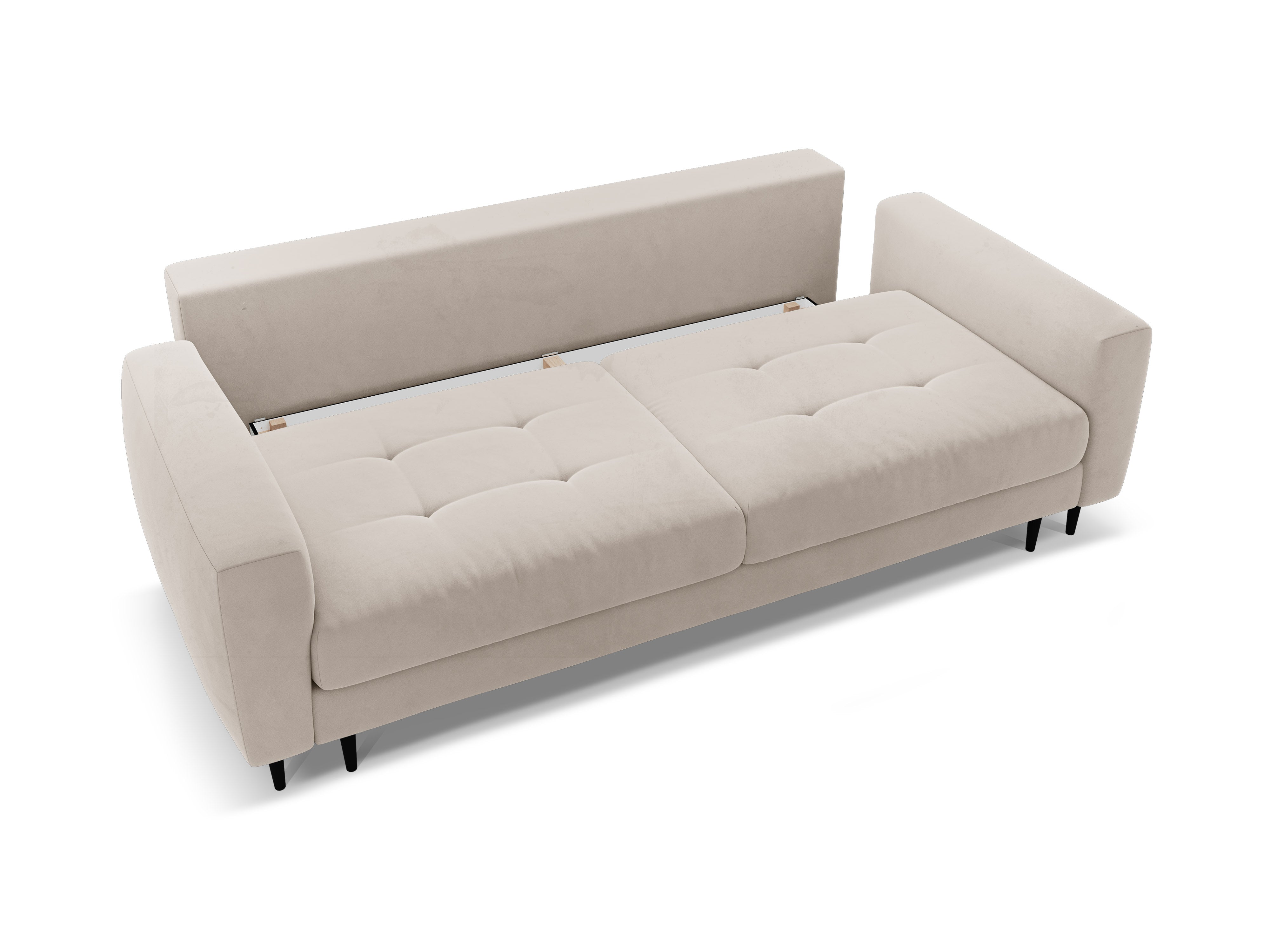 Beige 3-Seater Velvet Sofa with Sleeping Function BEMY