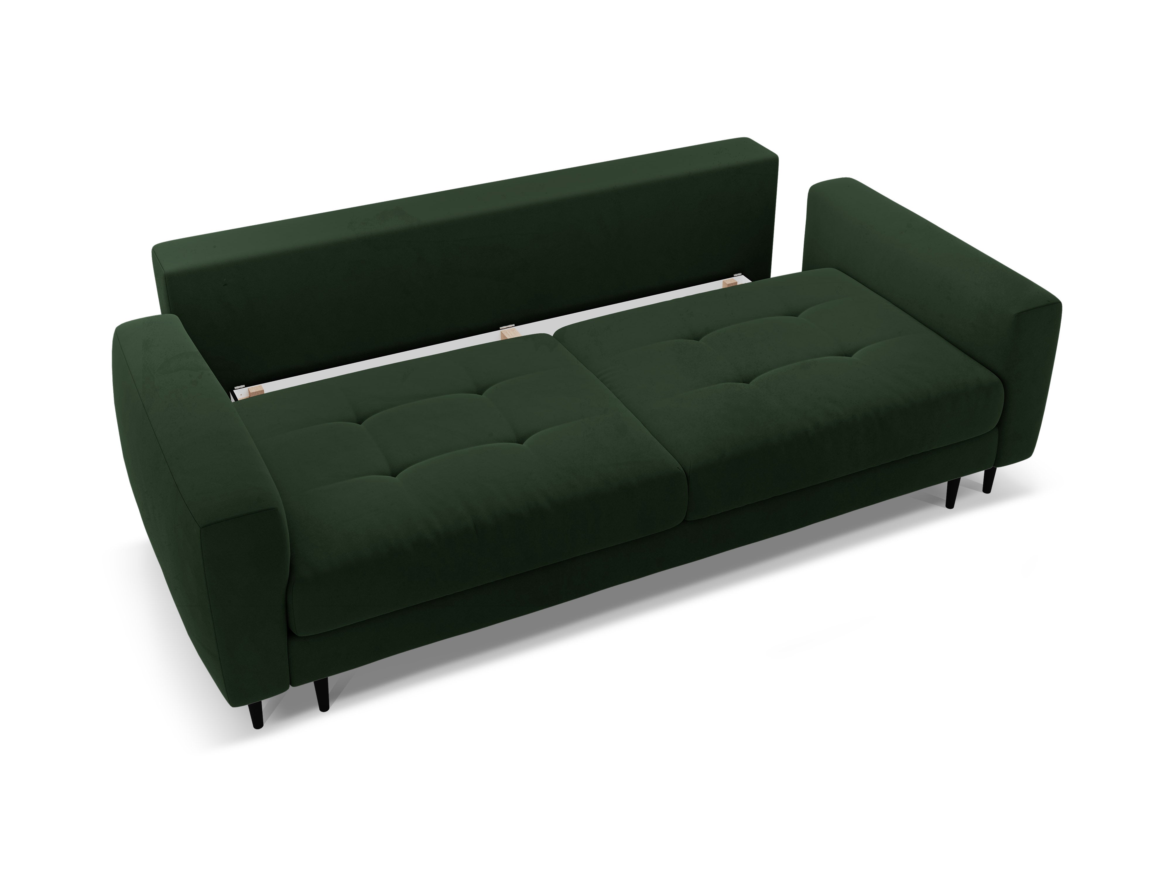 Velvet 3-Seater Sofa with Sleeping Function BEMY in Bottle Green