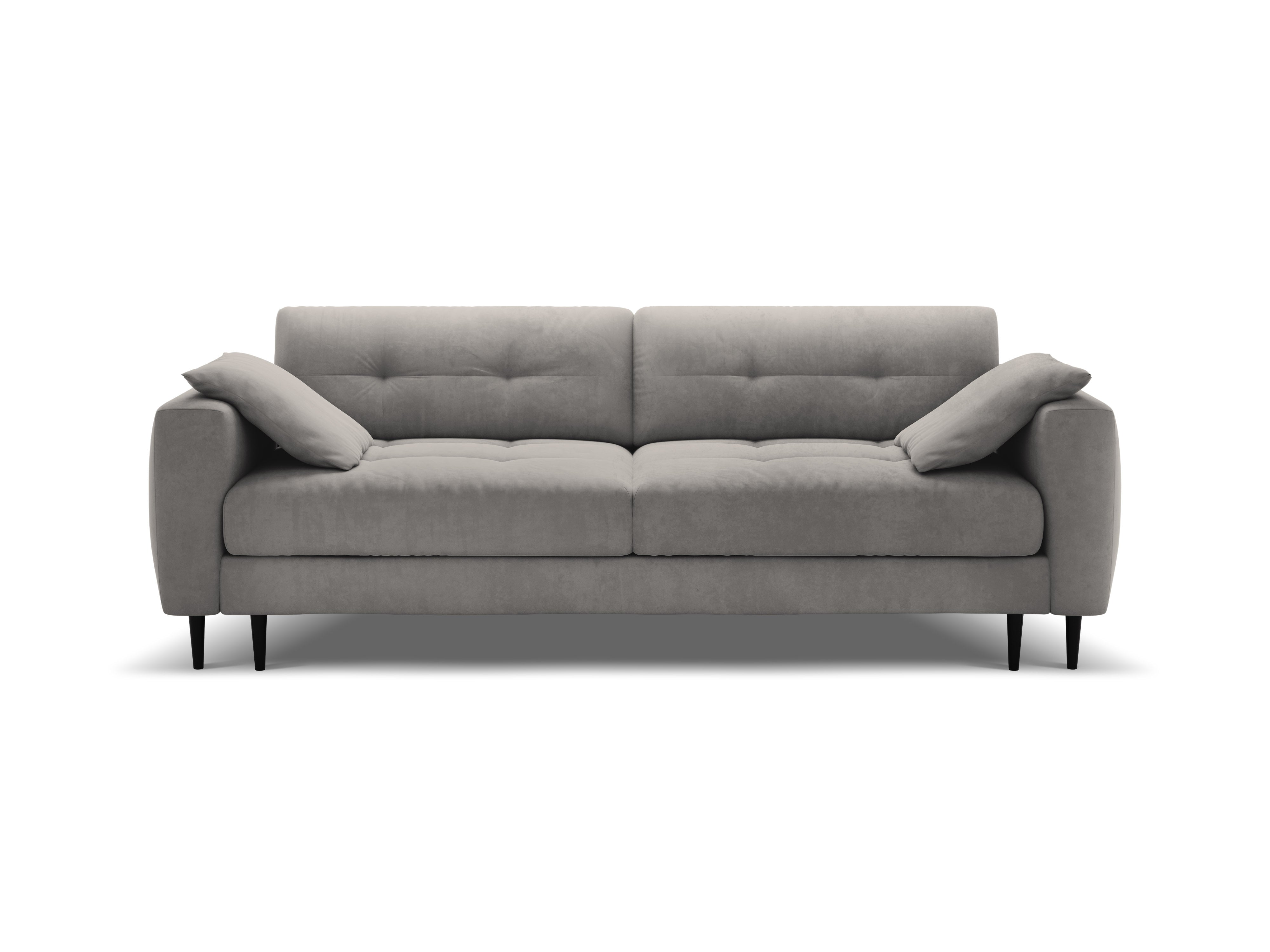 Sofa aksamitna 3-osobowa z funkcją spania BEMY szary – Micadoni