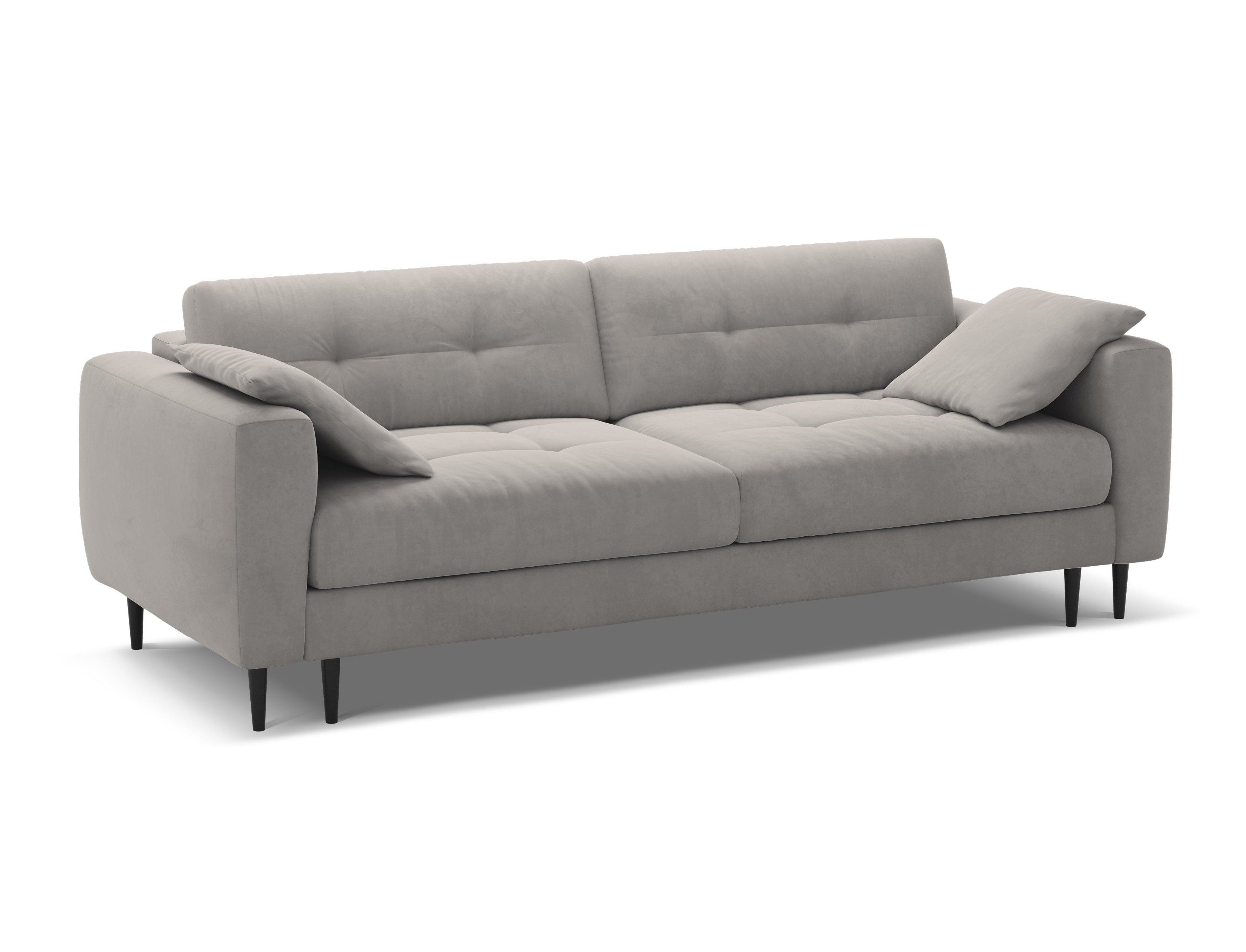 Sofa aksamitna 3-osobowa z funkcją spania BEMY szary – Micadoni