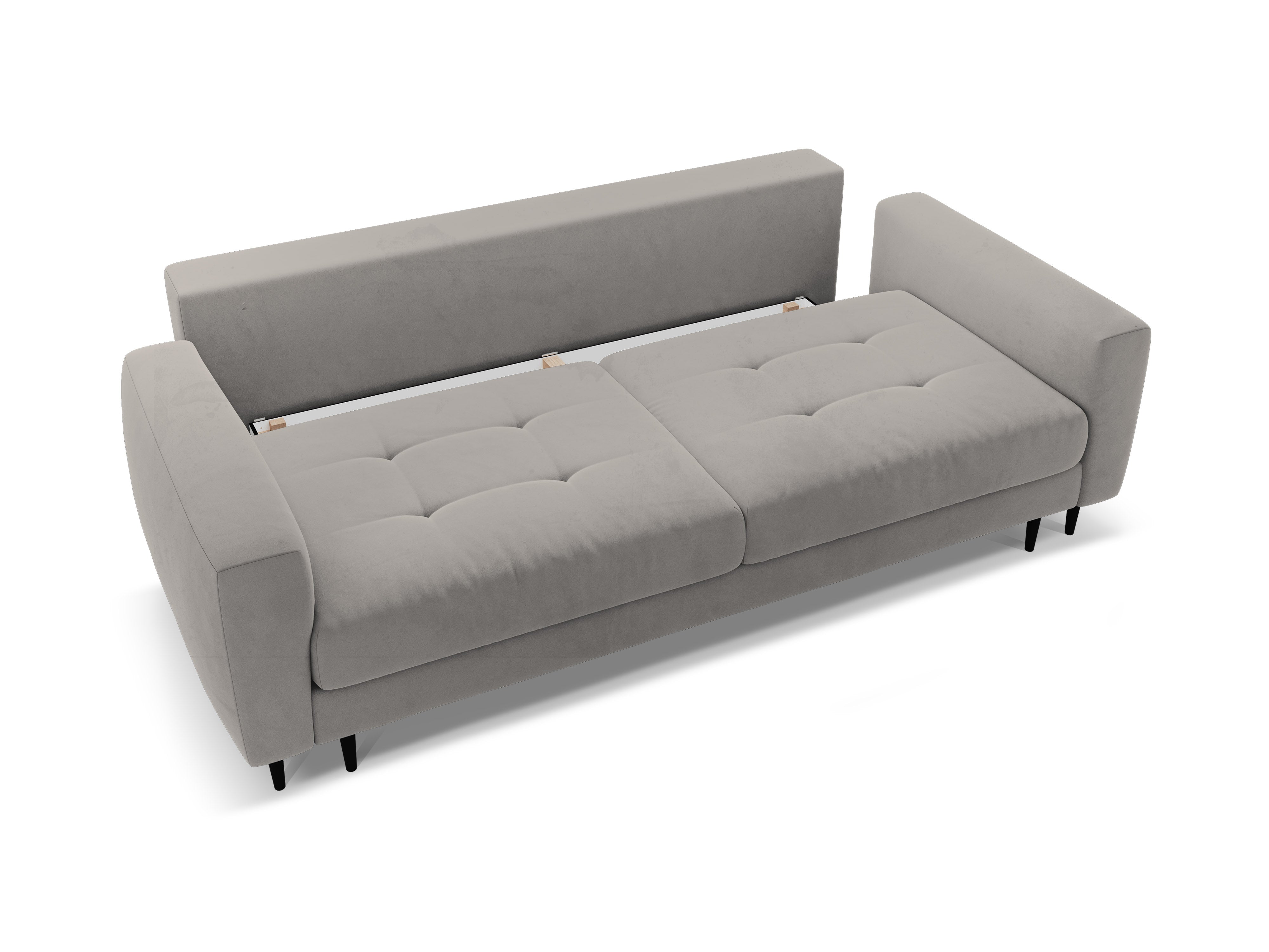 Sofa aksamitna 3-osobowa z funkcją spania BEMY szary – Micadoni