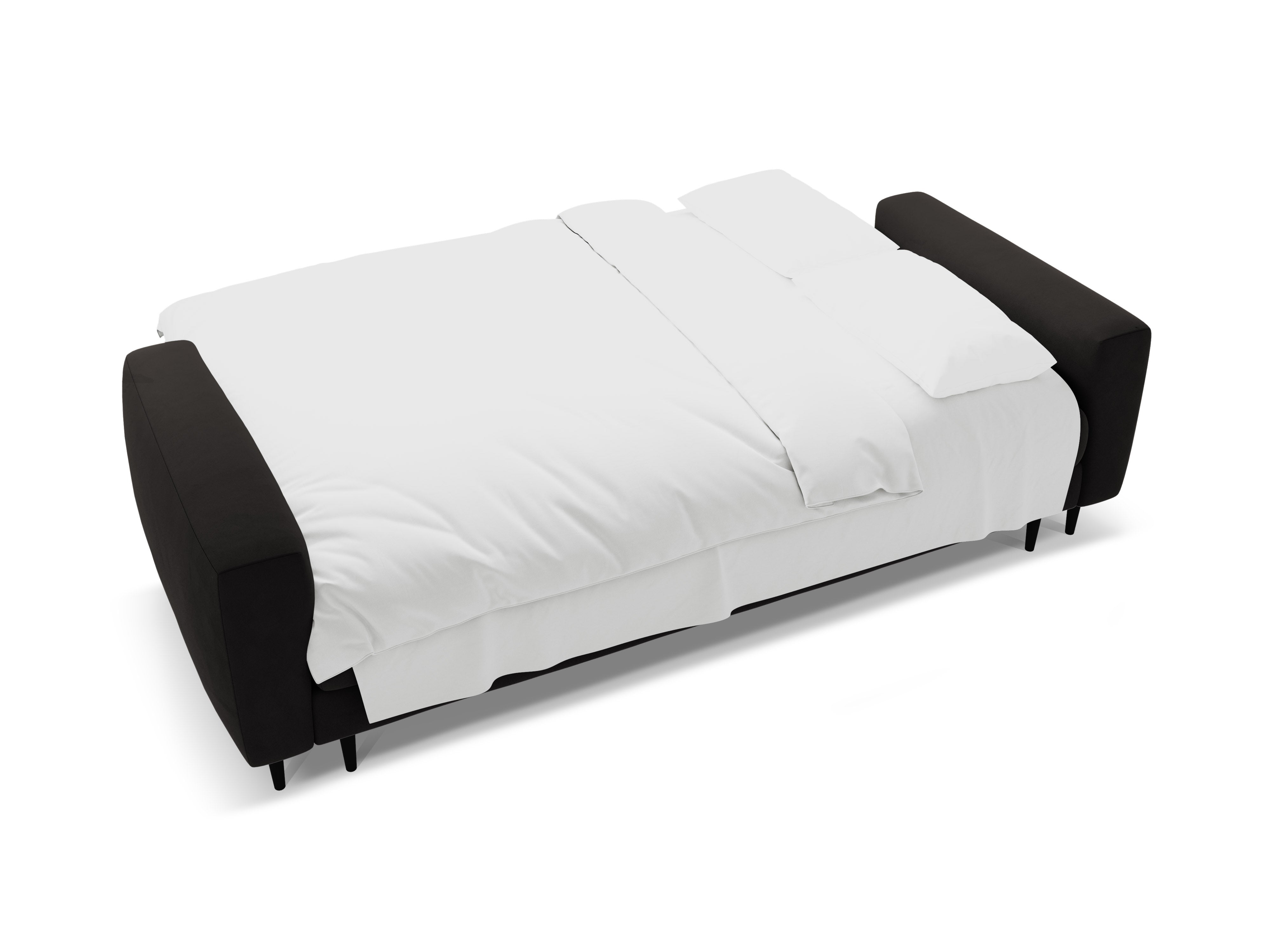 Black 3-Seater Velvet Sofa with Sleeping Function BEMY