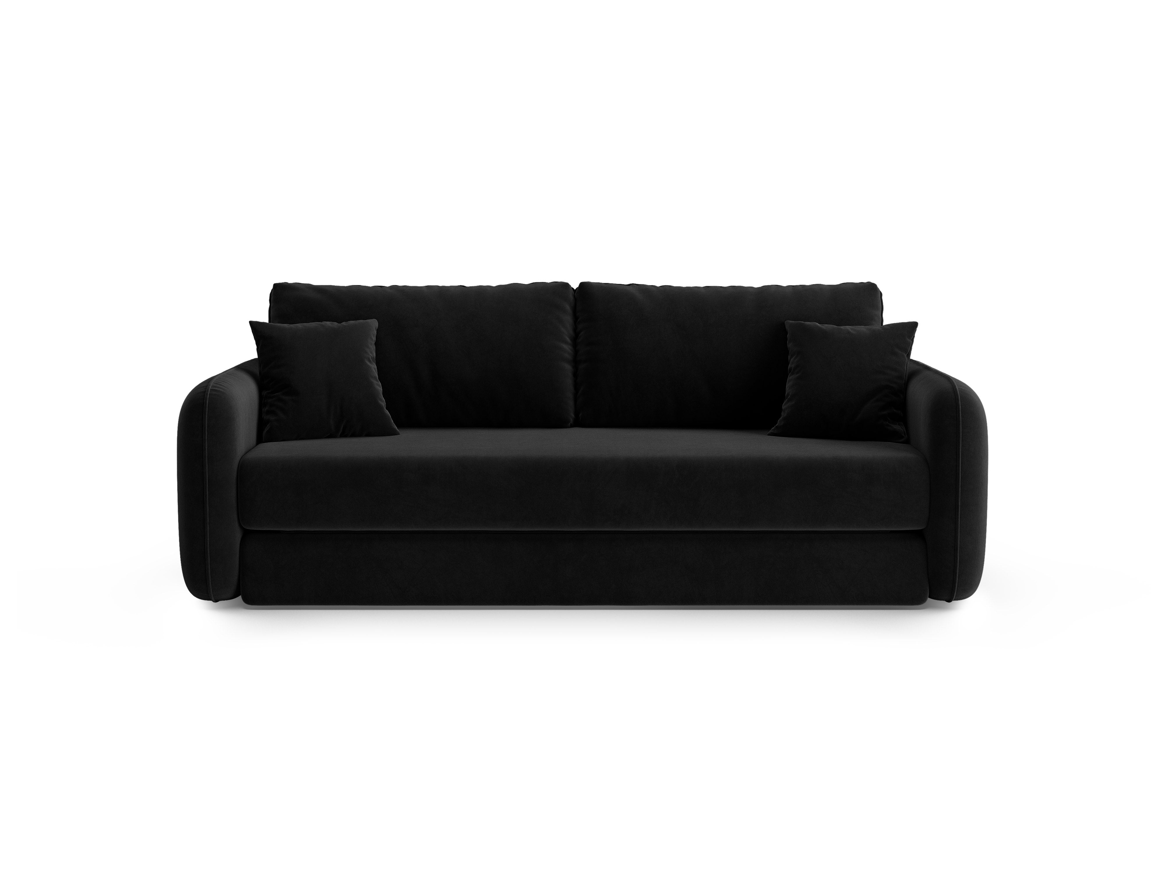 Sofa aus Samt für 3 Personen mit Schlaf-Funktion DORMI schwarz