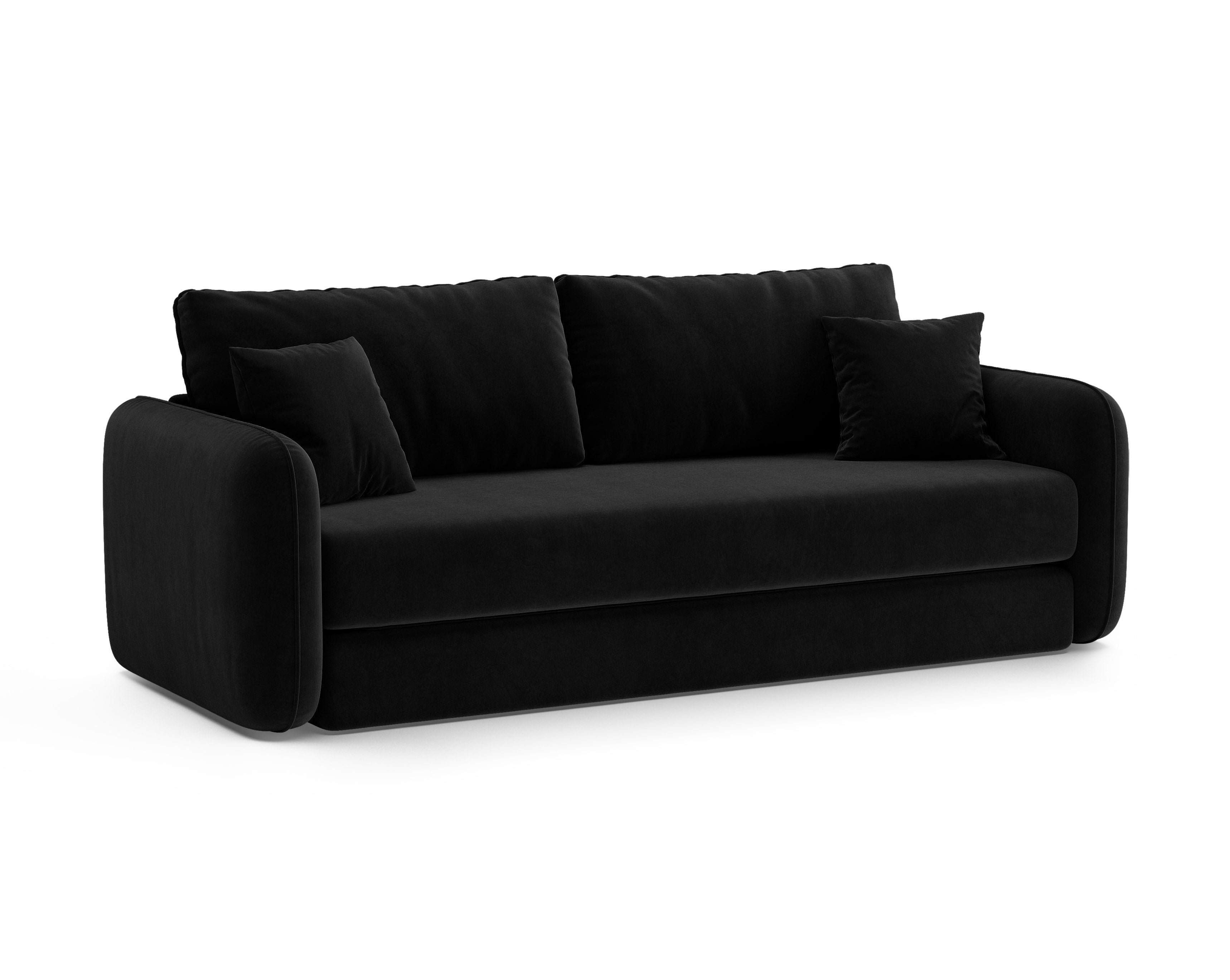 Sofa aus Samt für 3 Personen mit Schlaf-Funktion DORMI schwarz