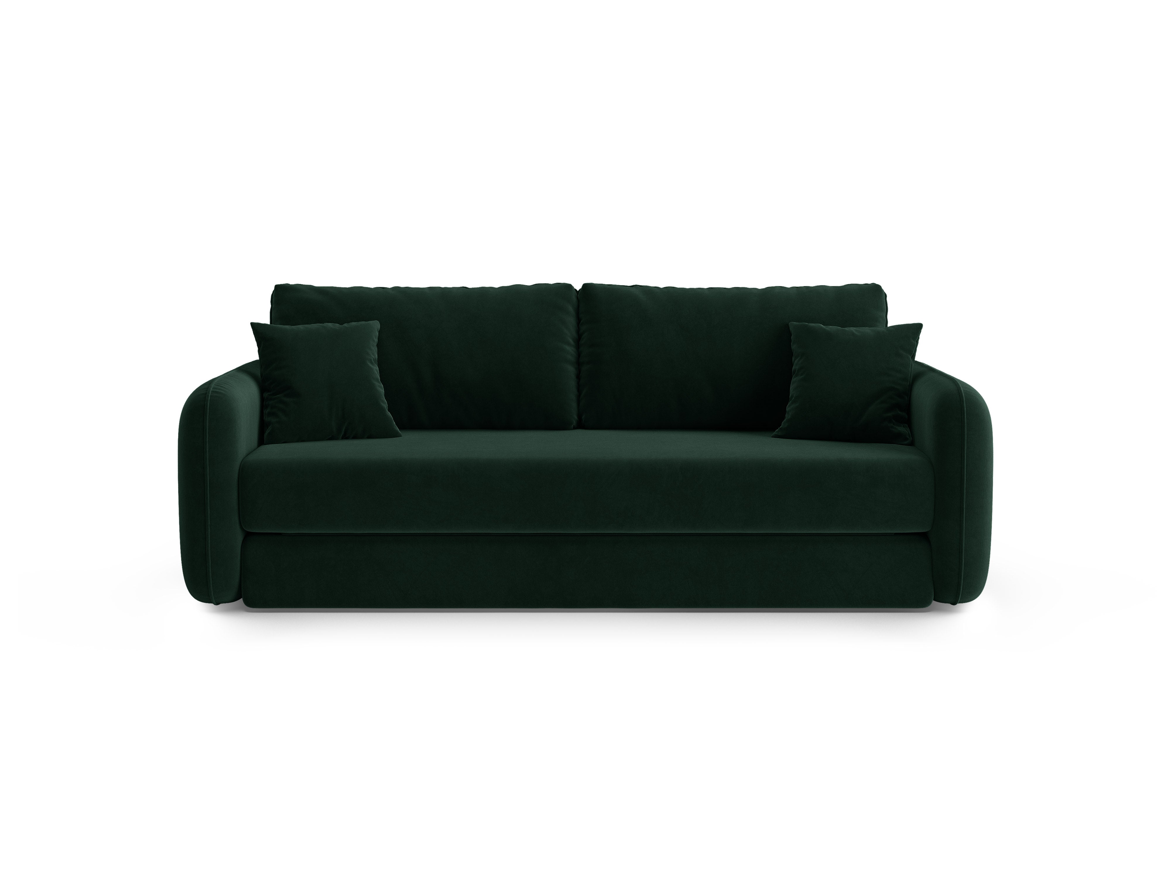 Sofa aksamitna 3-osobowa z funkcją spania DORMI butelkowy zielony – Micadoni