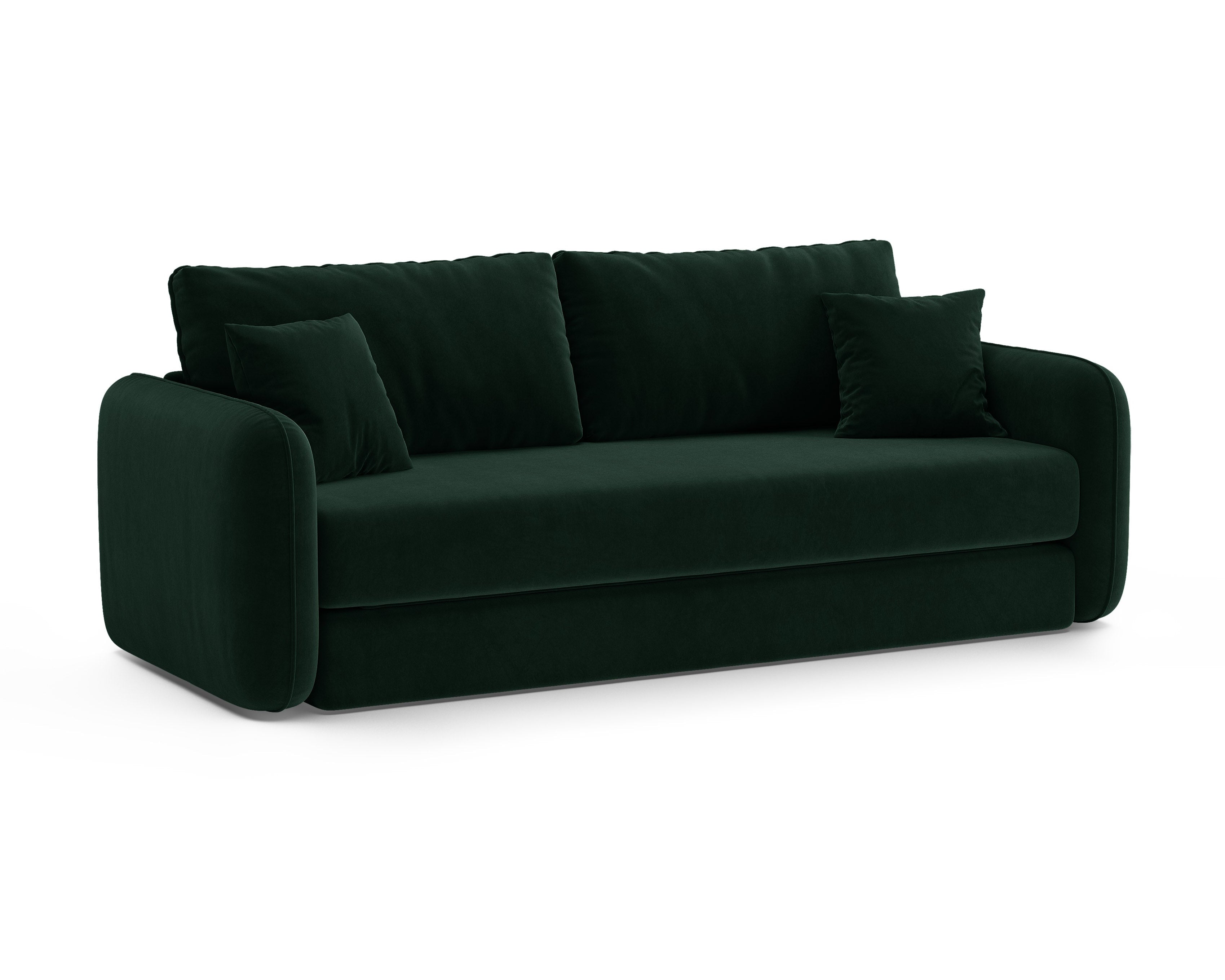 Sofa aksamitna 3-osobowa z funkcją spania DORMI butelkowy zielony – Micadoni