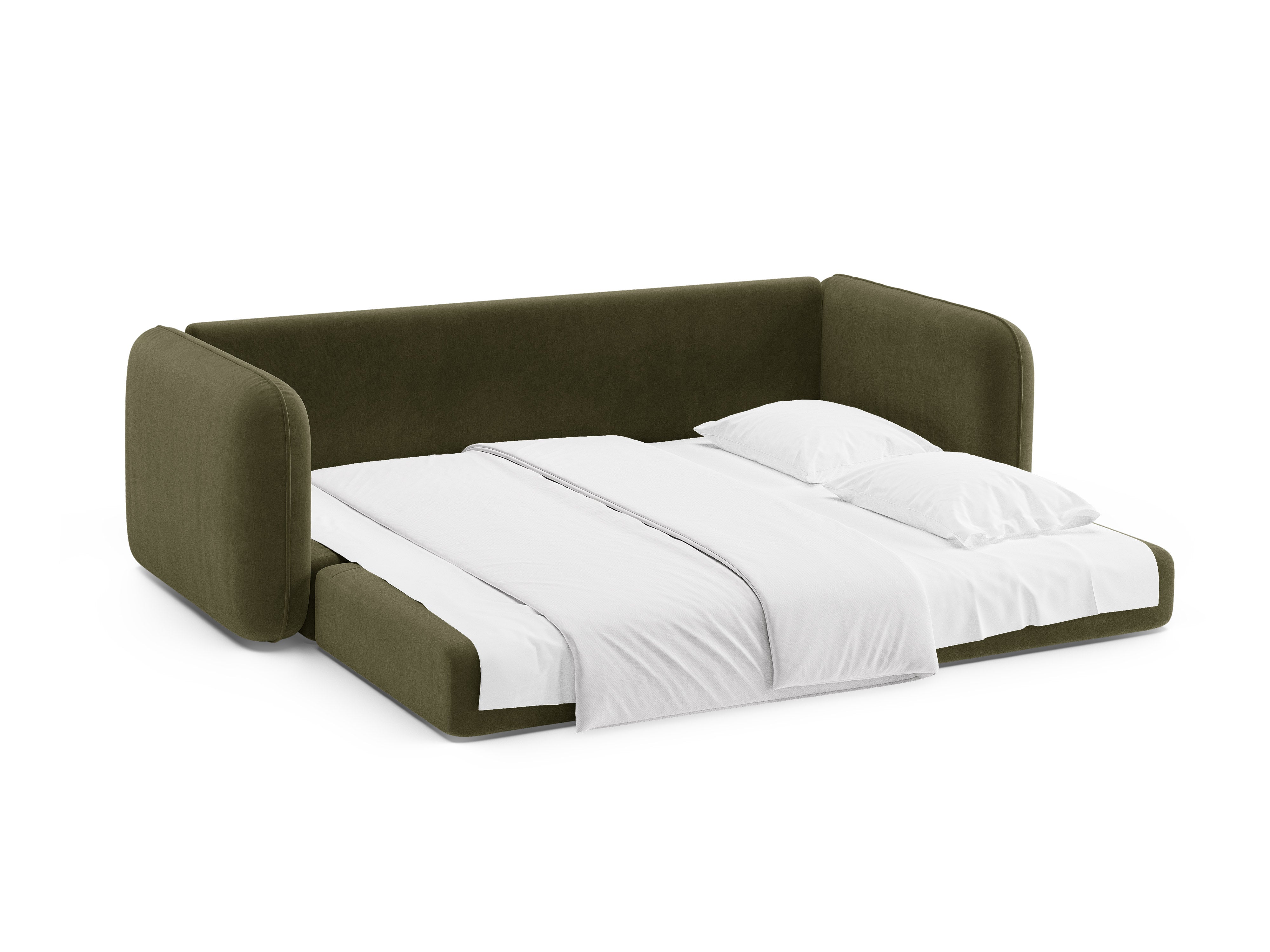 Velvet 3-Seater Sofa with Sleeping Function DORMI Green