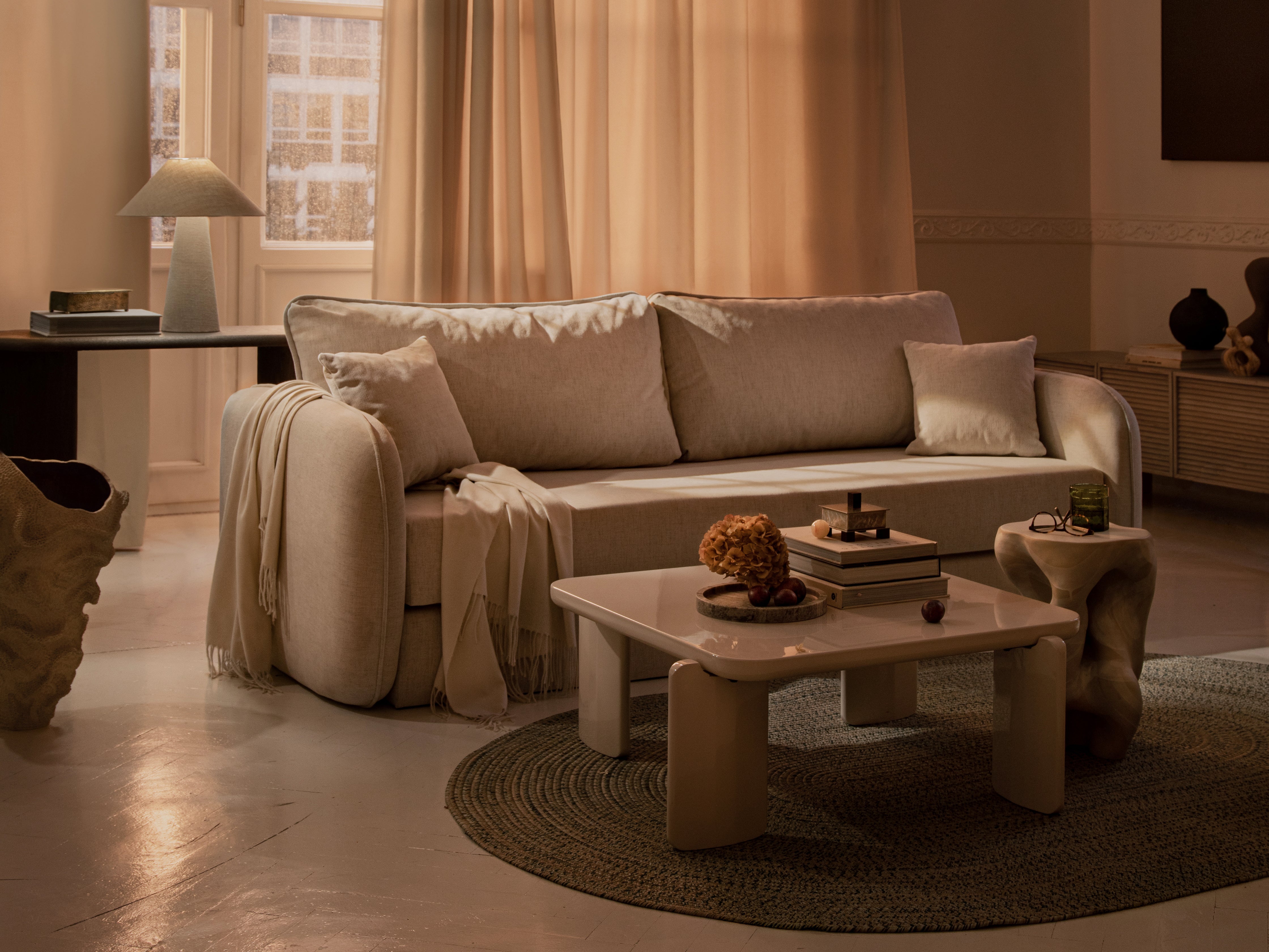 Velvet 3-Seater Sofa with Sleeping Function DORMI Green
