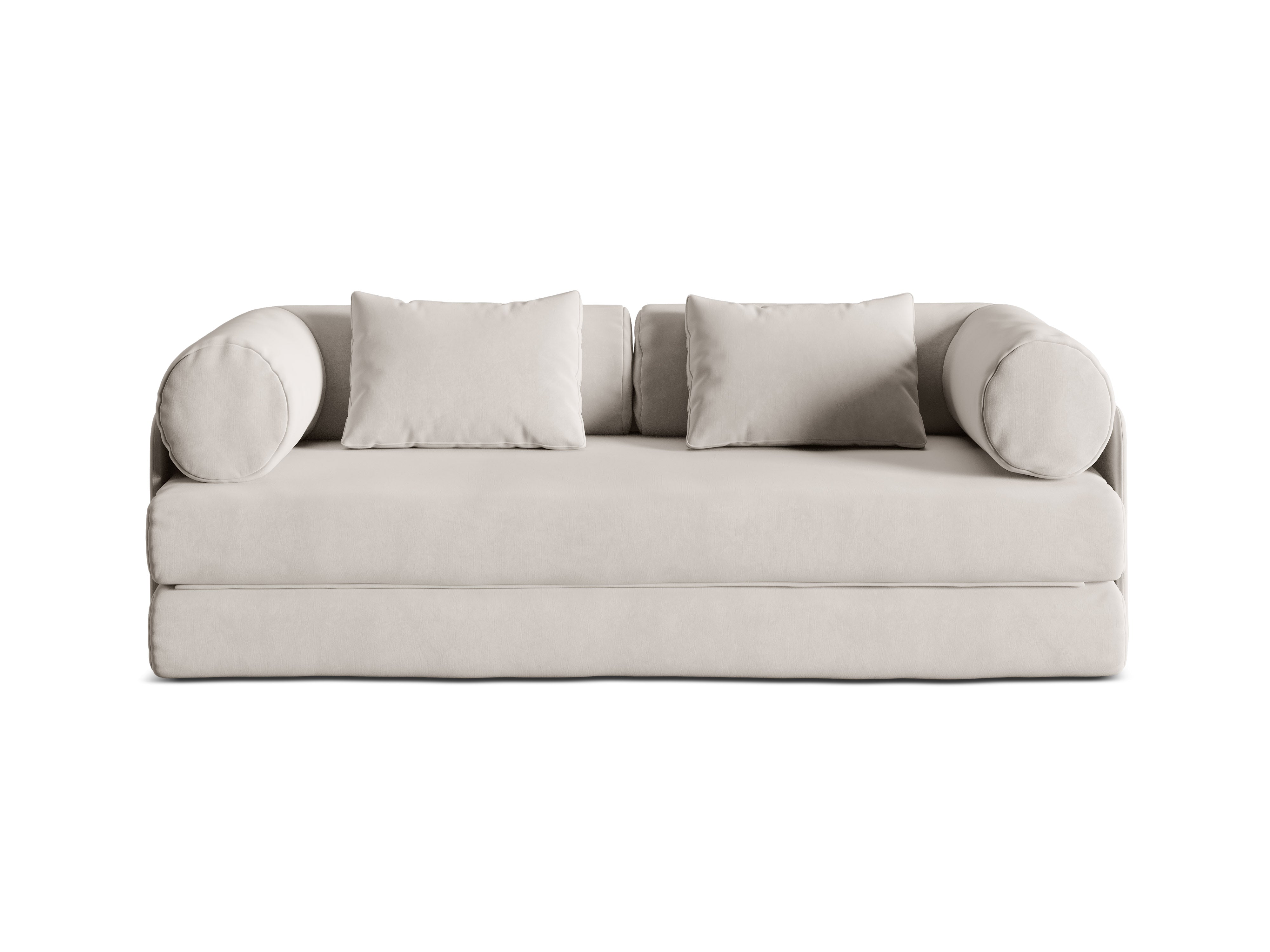 Sofa aksamitna 3-osobowa z funkcją spania DREAMY beżowy – Micadoni