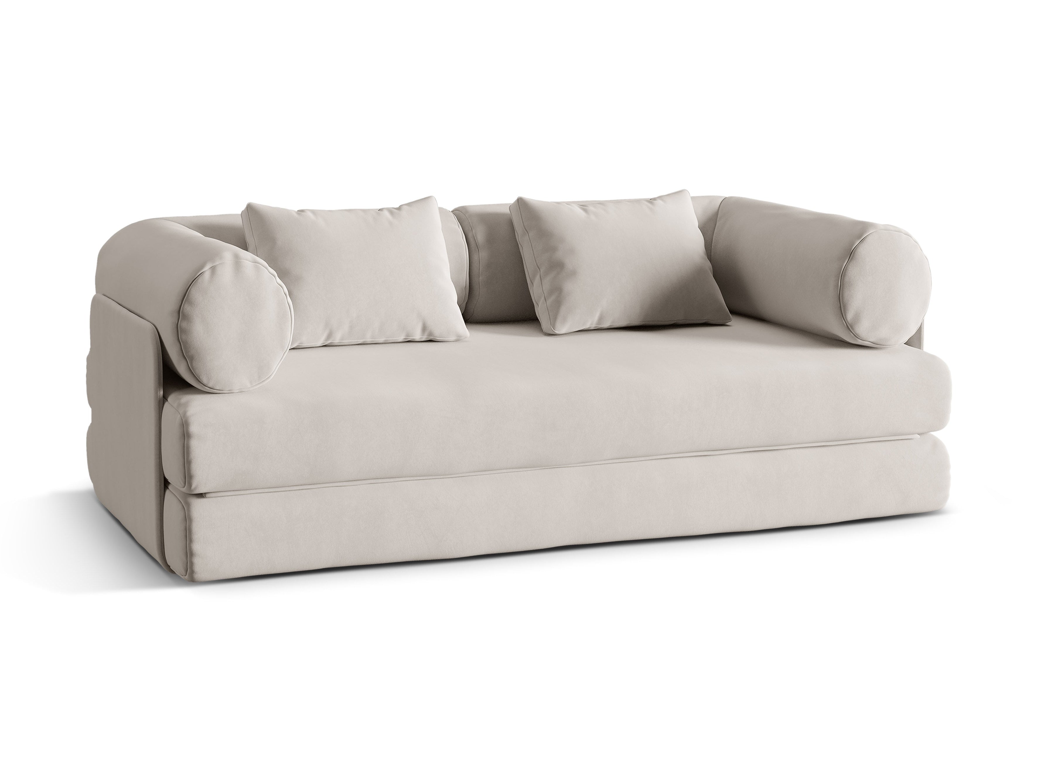 Sofa aksamitna 3-osobowa z funkcją spania DREAMY beżowy – Micadoni