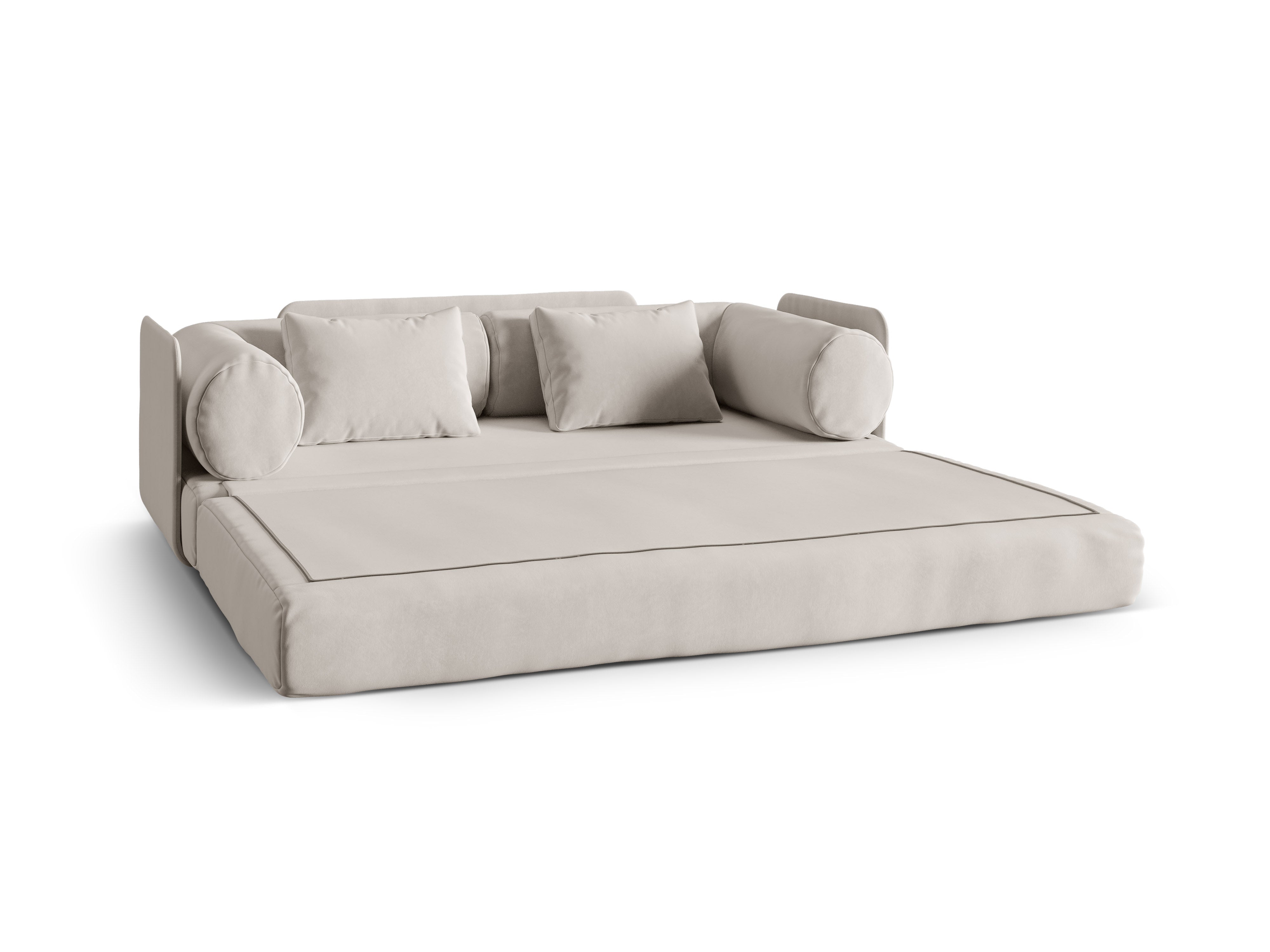 Sofa aksamitna 3-osobowa z funkcją spania DREAMY beżowy – Micadoni
