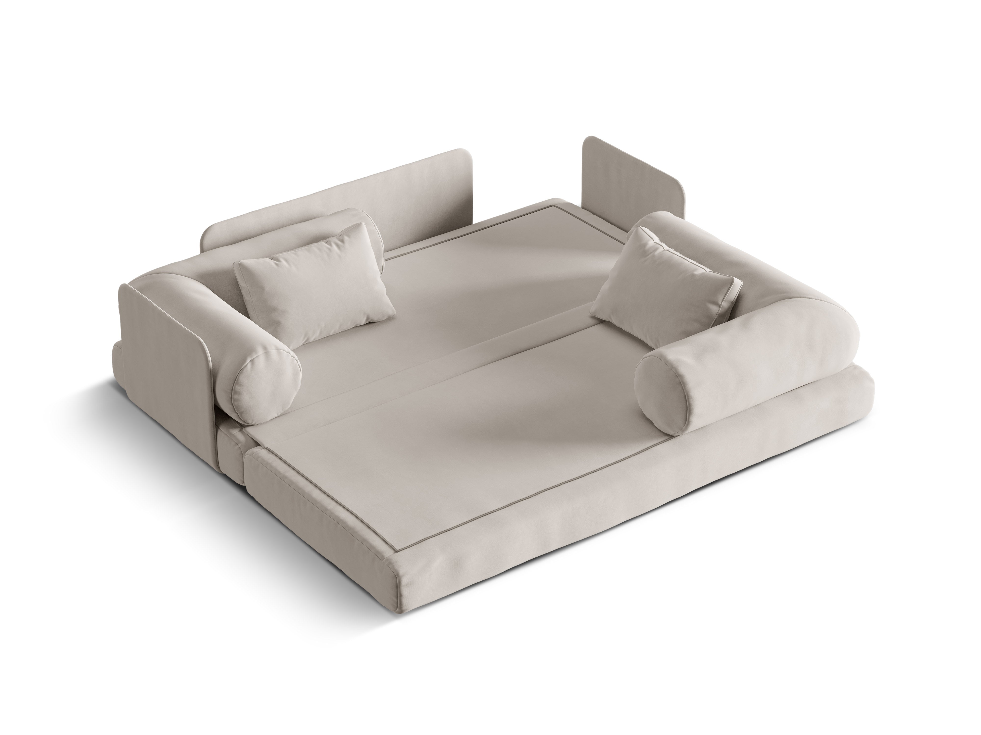 Sofa aksamitna 3-osobowa z funkcją spania DREAMY beżowy – Micadoni