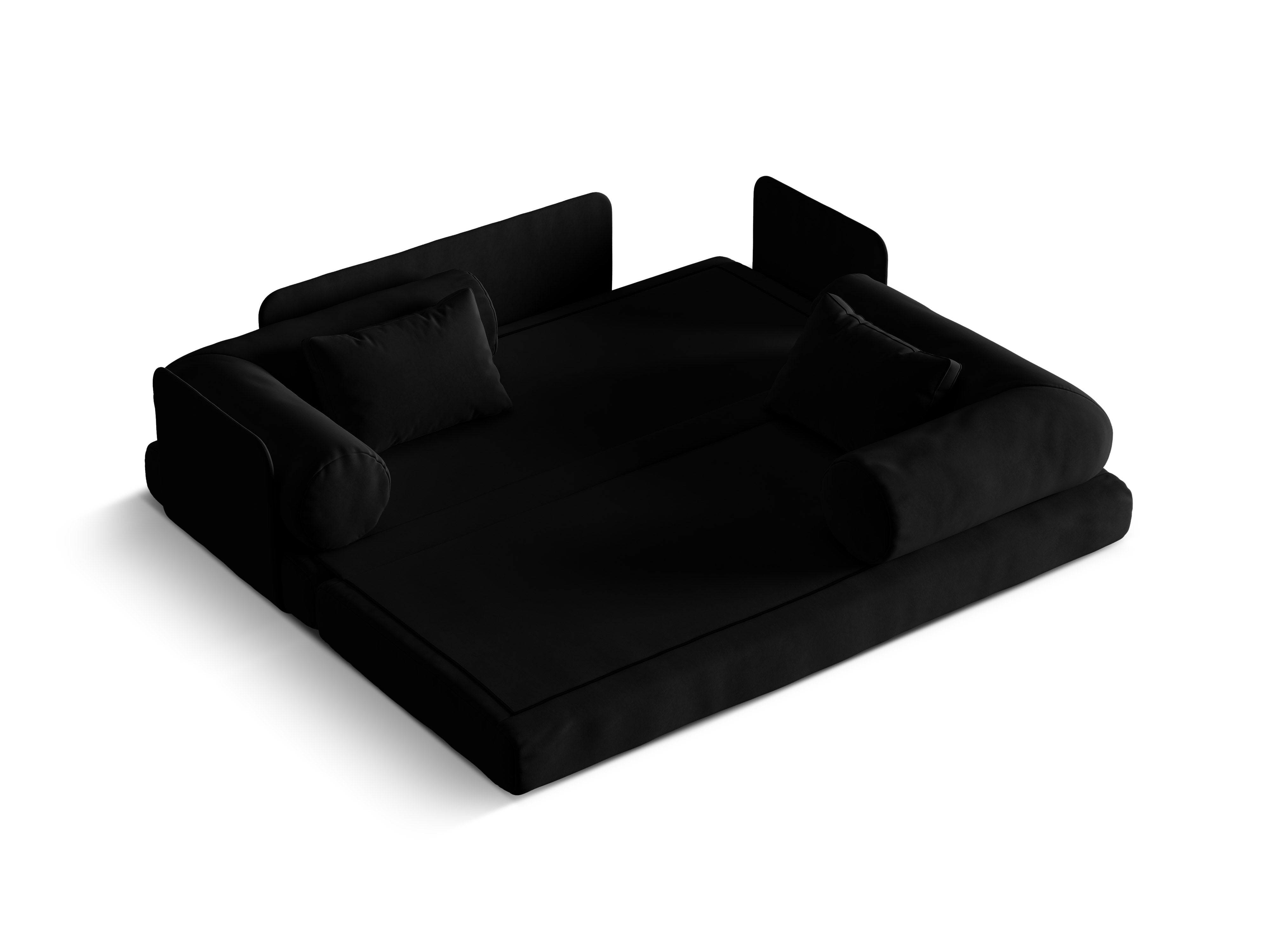 Dreamy Black Velvet 3-Seater Sofa with Sleeping Function