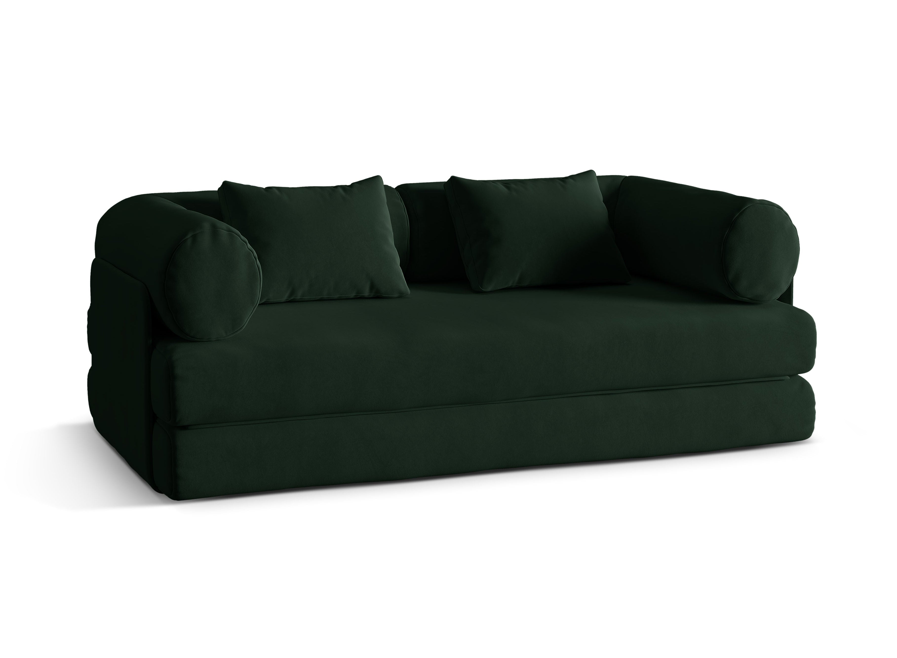 Dreamy Velvet 3-Seater Sofa with Sleeping Function in Bottle Green