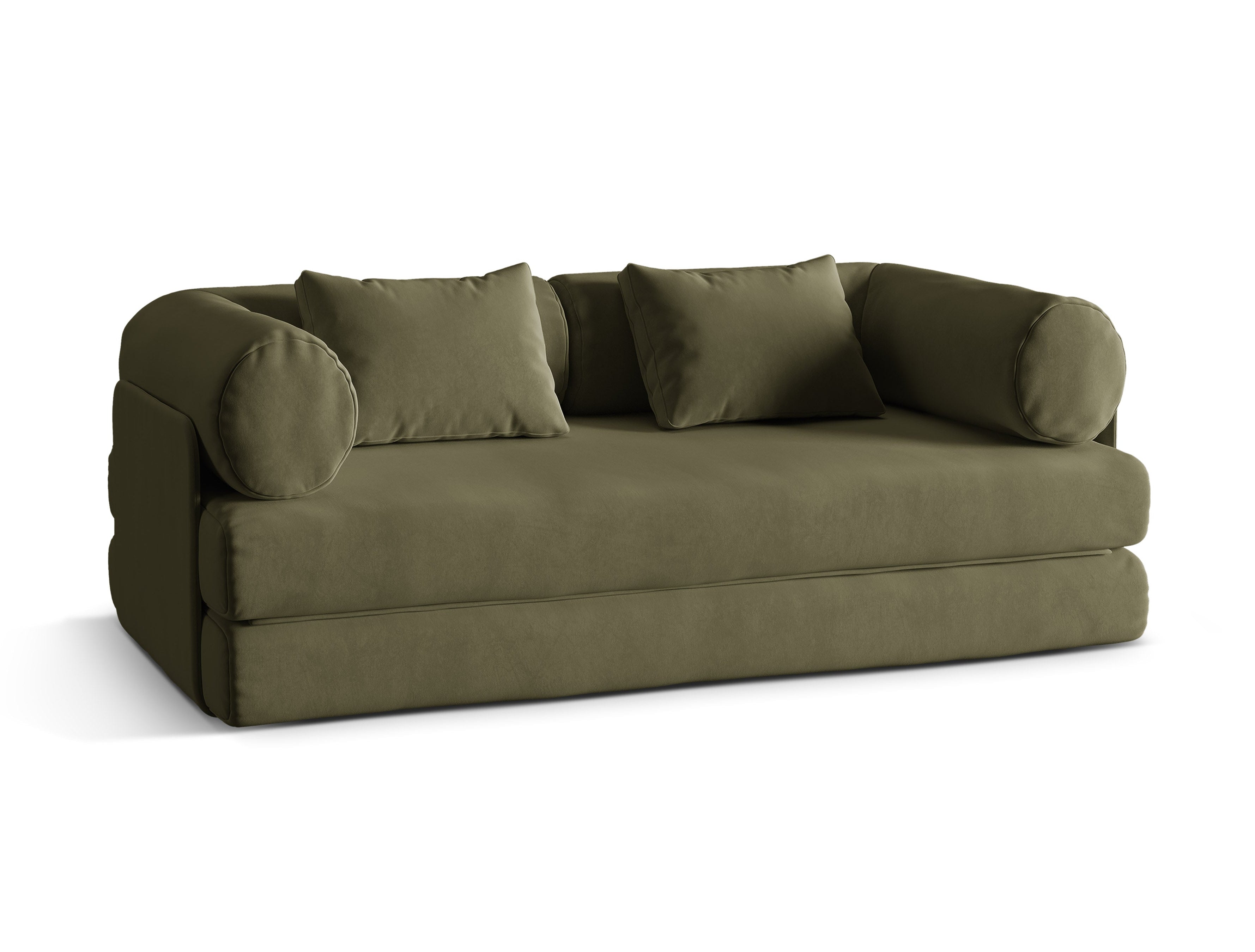 Sofa aksamitna 3-osobowa z funkcją spania DREAMY zielony – Micadoni